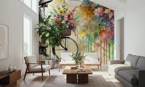 Vibrant Floral Cyclist