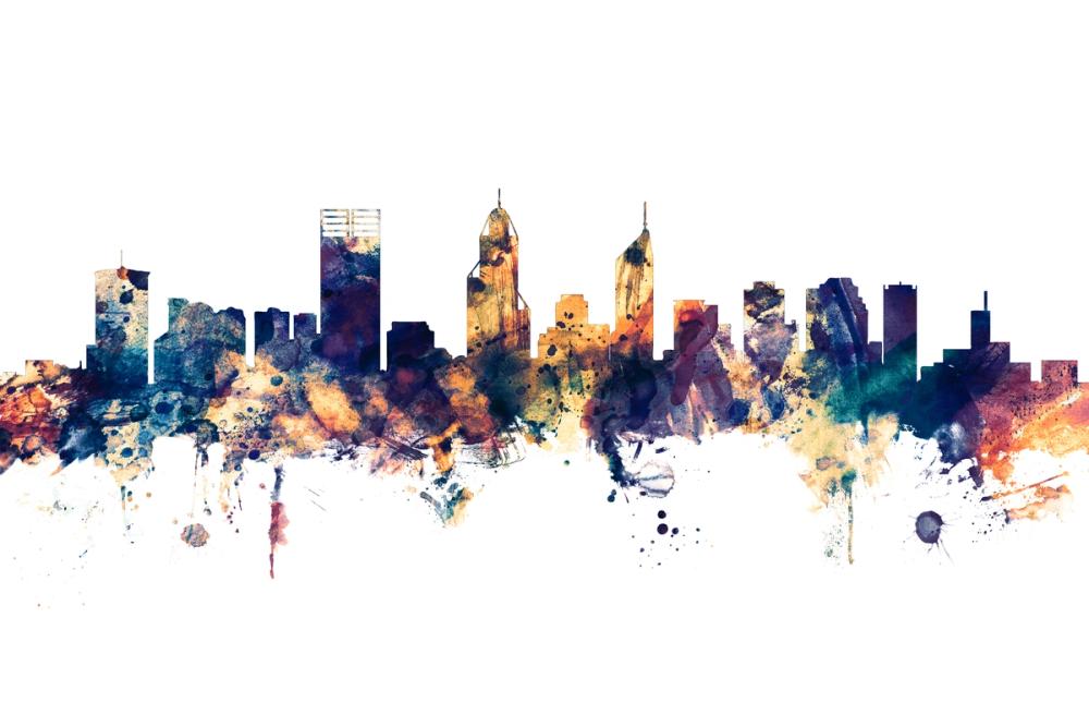 Perth Australia Skyline Blue & Bronze