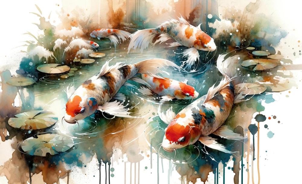 Koi Fishes in Watercolor