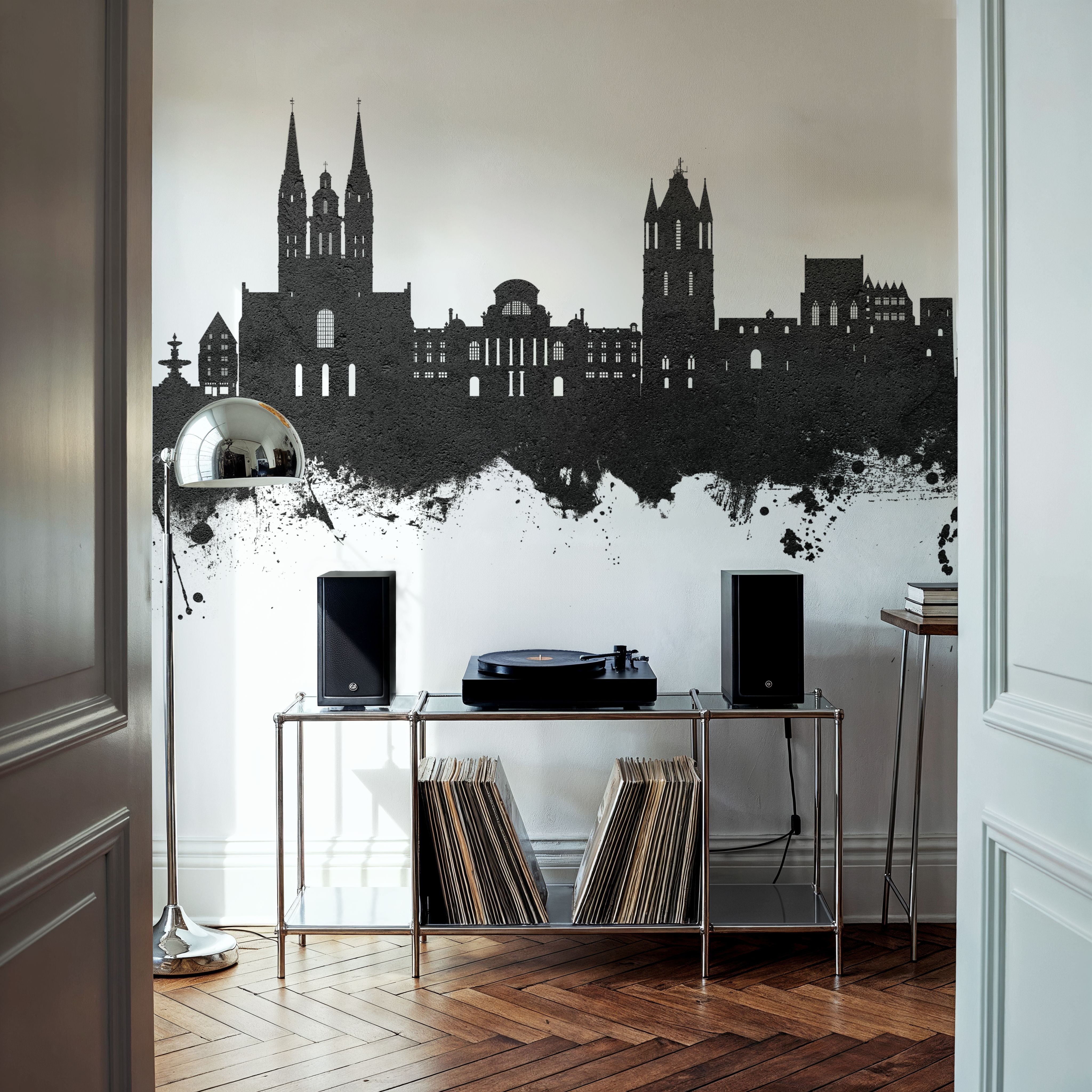 Angers France Skyline Black & White