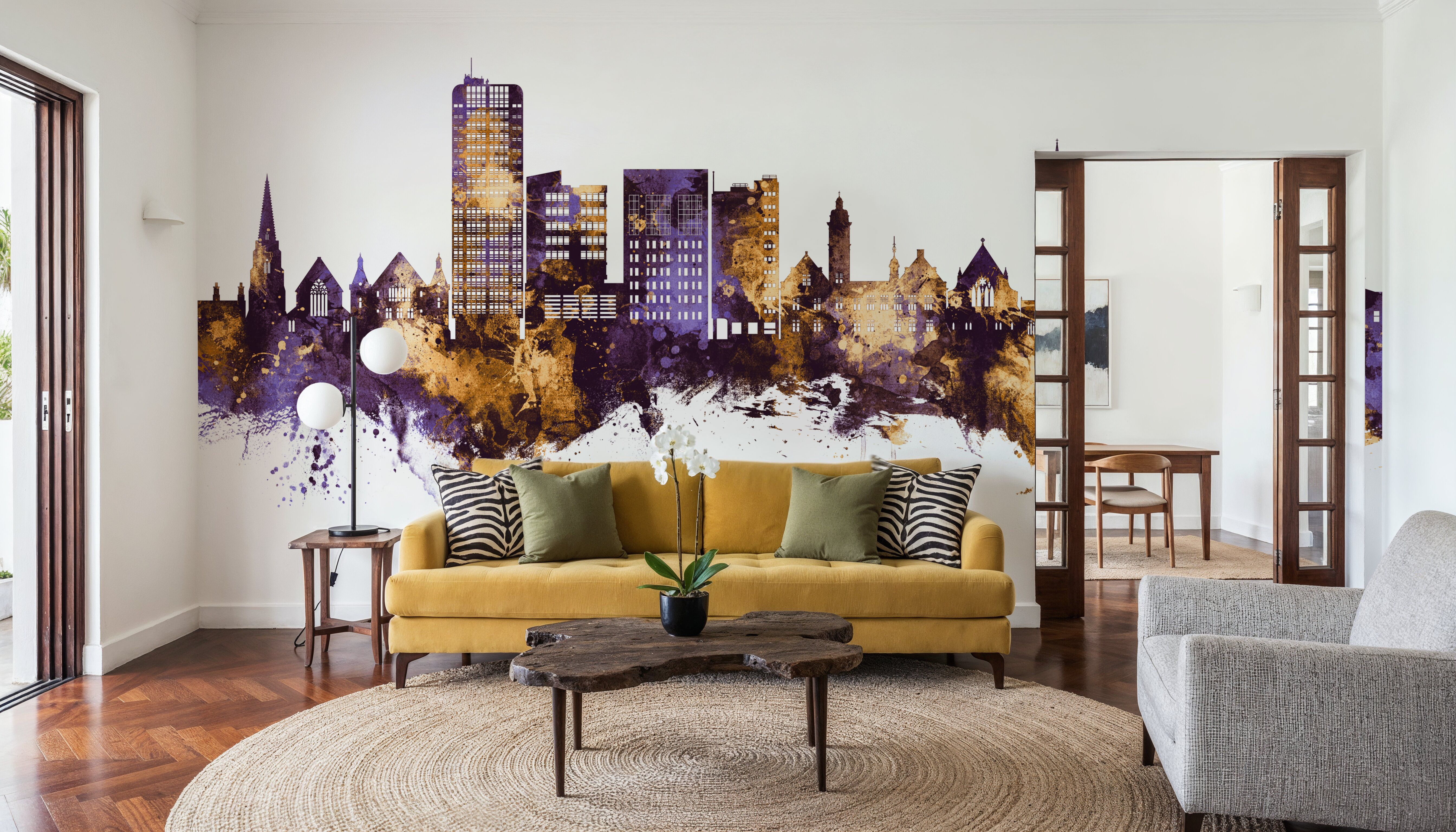 Swindon England Skyline Purple & Gold