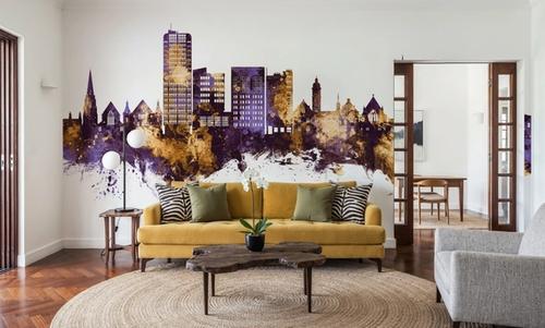 Swindon England Skyline Purple & Gold
