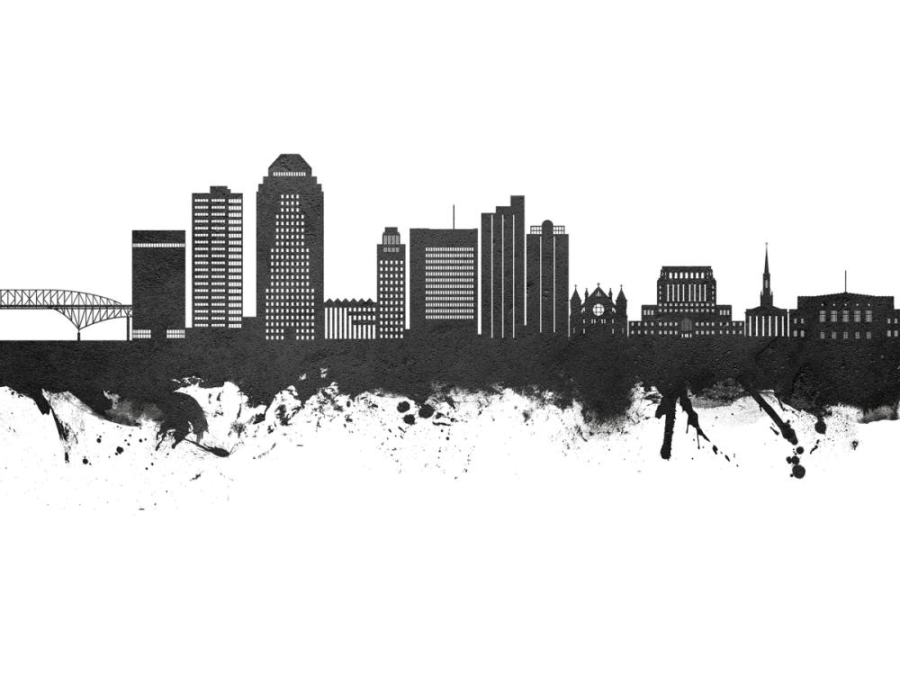 Shreveport Louisiana Skyline Black & White