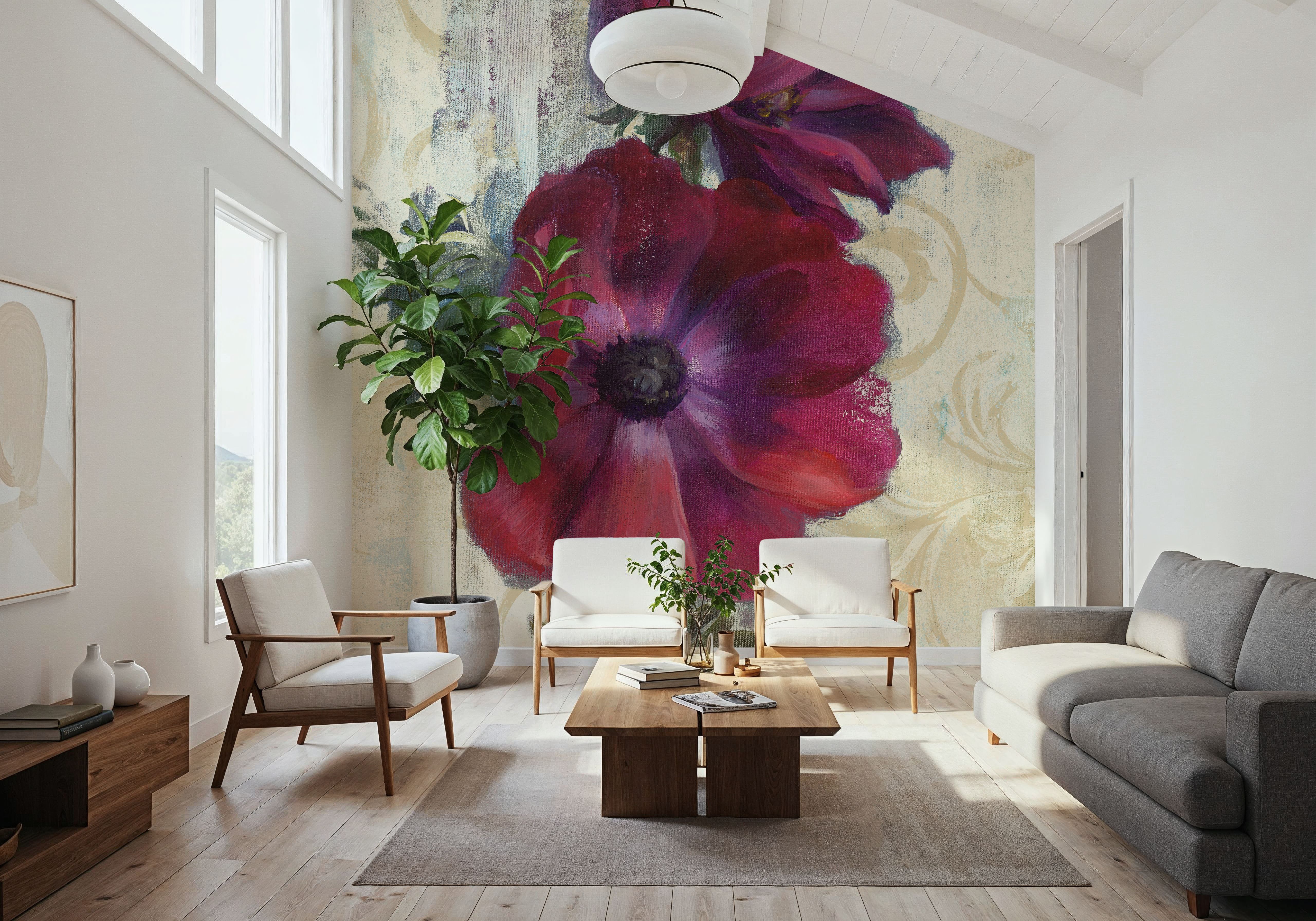 Rich Anemones I on Ivory