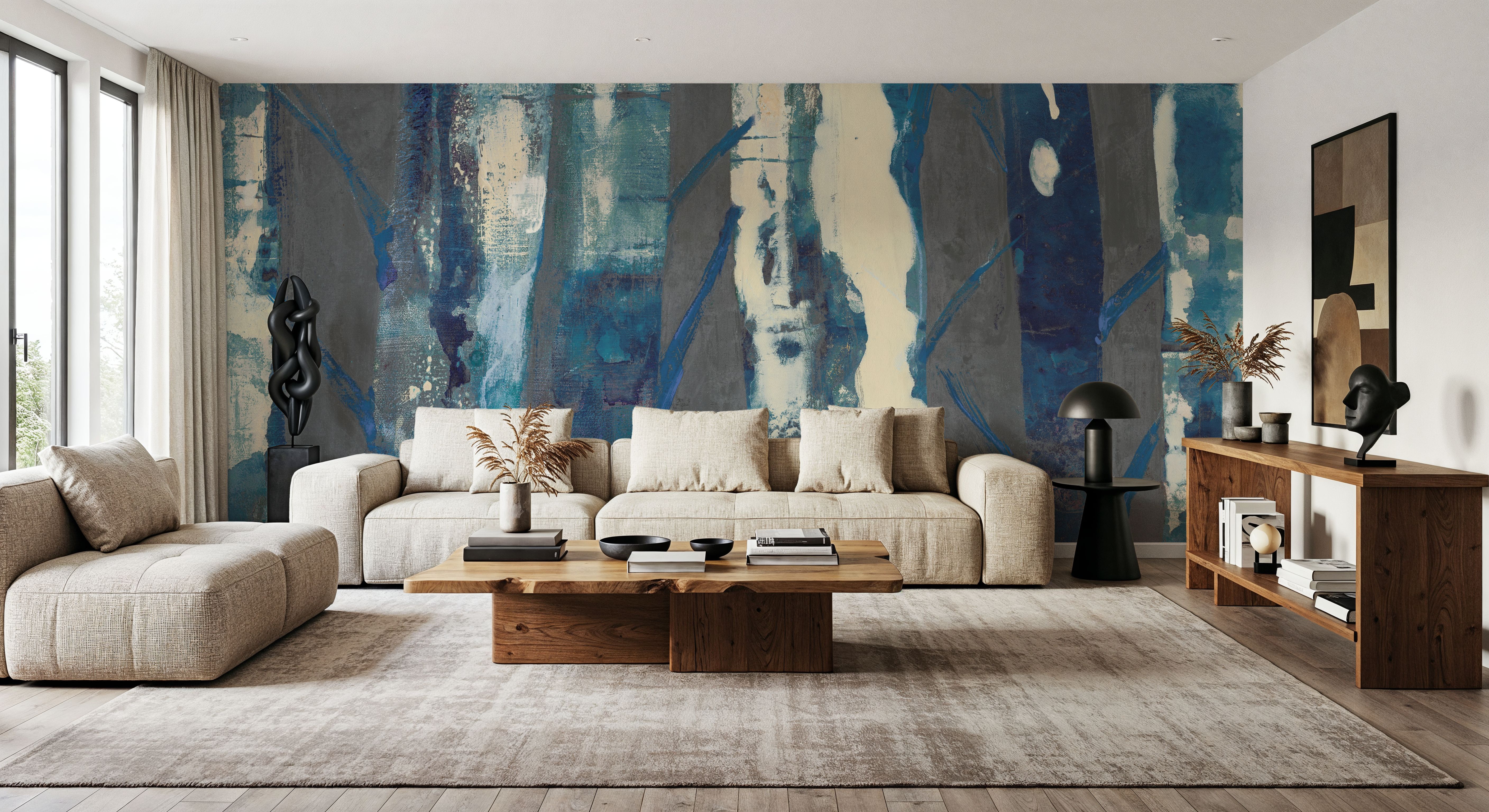 Deep Woods III Indigo on Gray