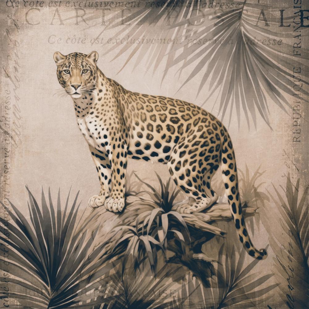 Cheetahs Tropical Jungle Monochrome