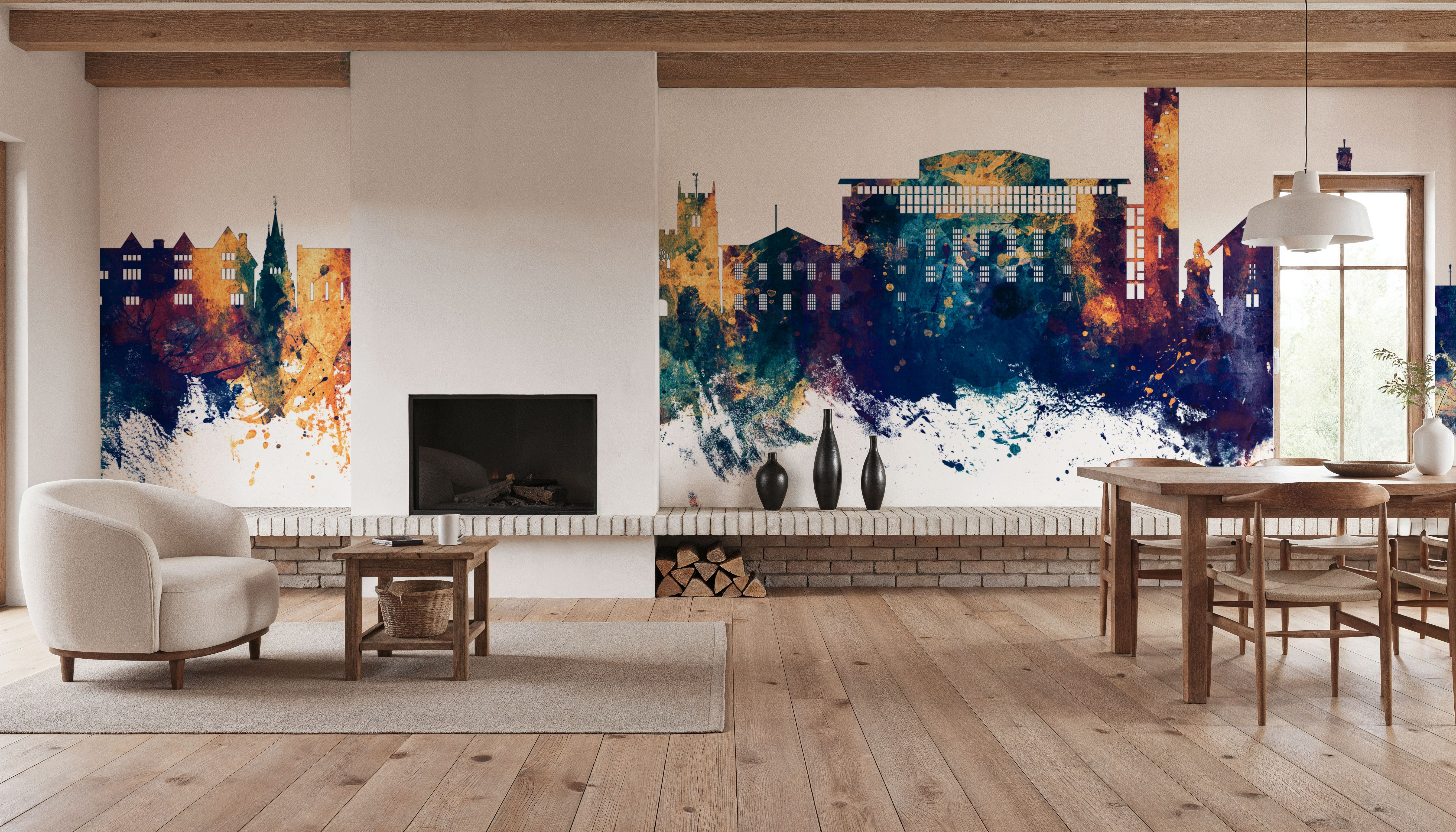 Stratford-upon-Avon England Skyline Blue & Bronze , Wallpaper