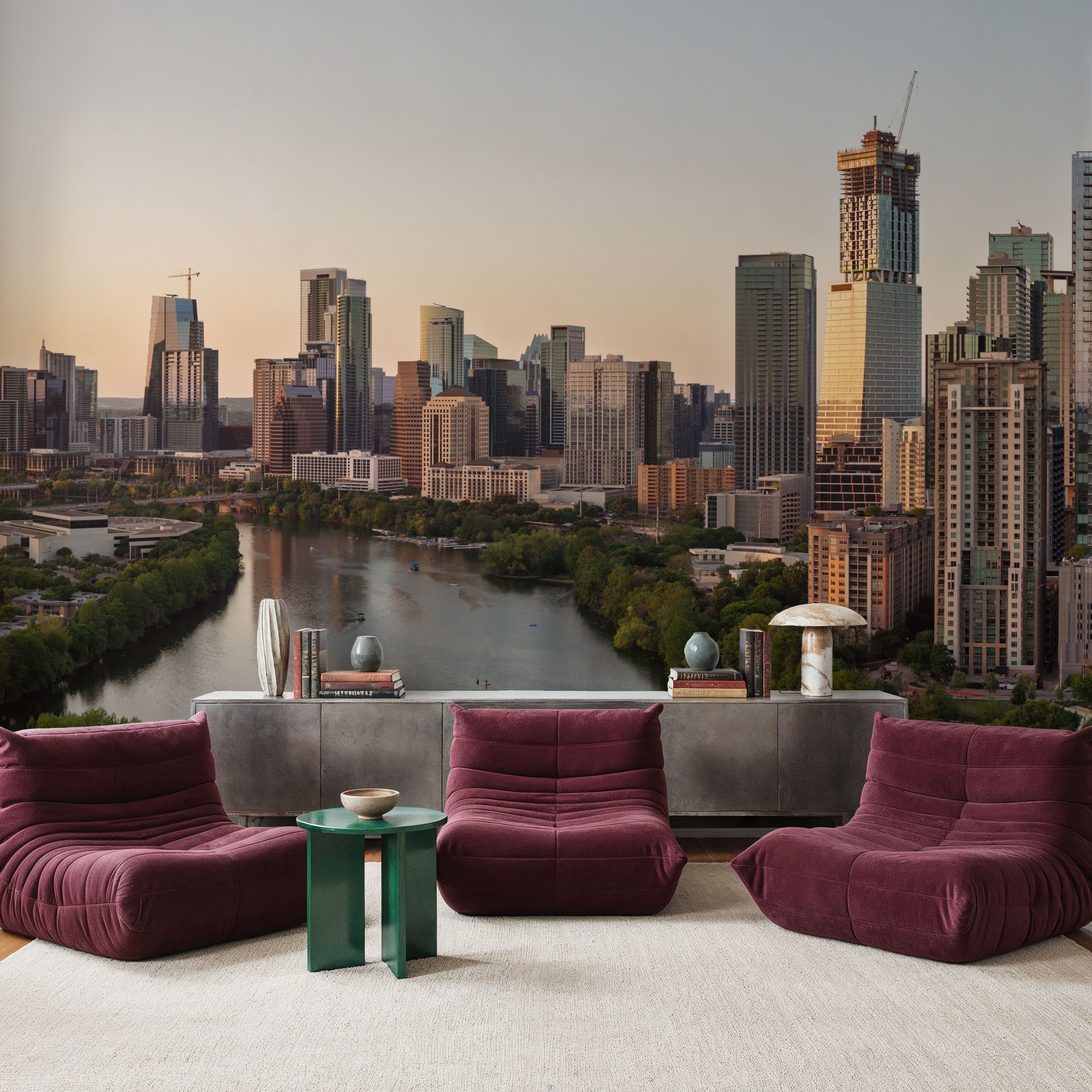 Riverside Skyscrapers Golden Metropolis