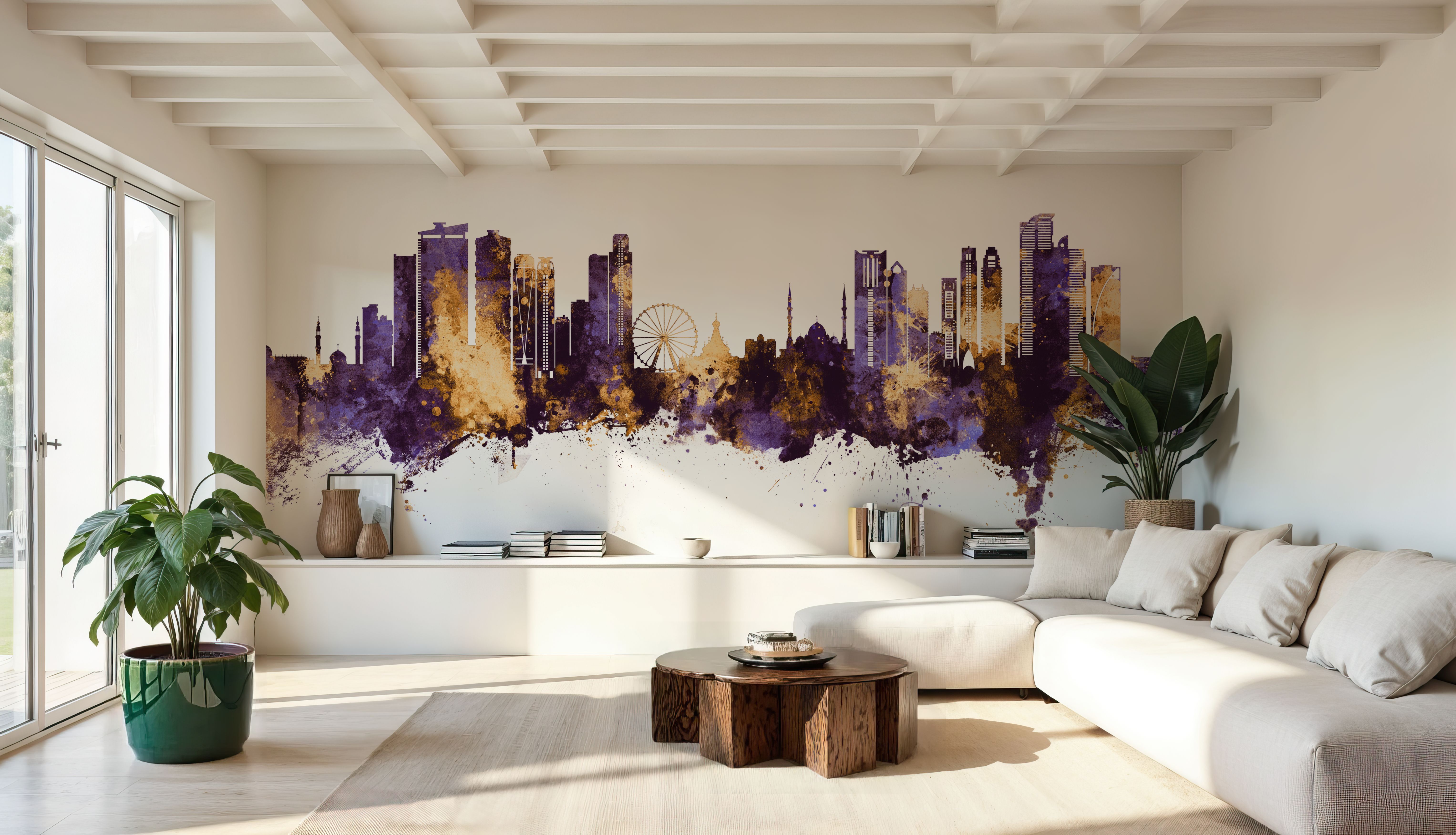 Sharjah Skyline Purple & Gold