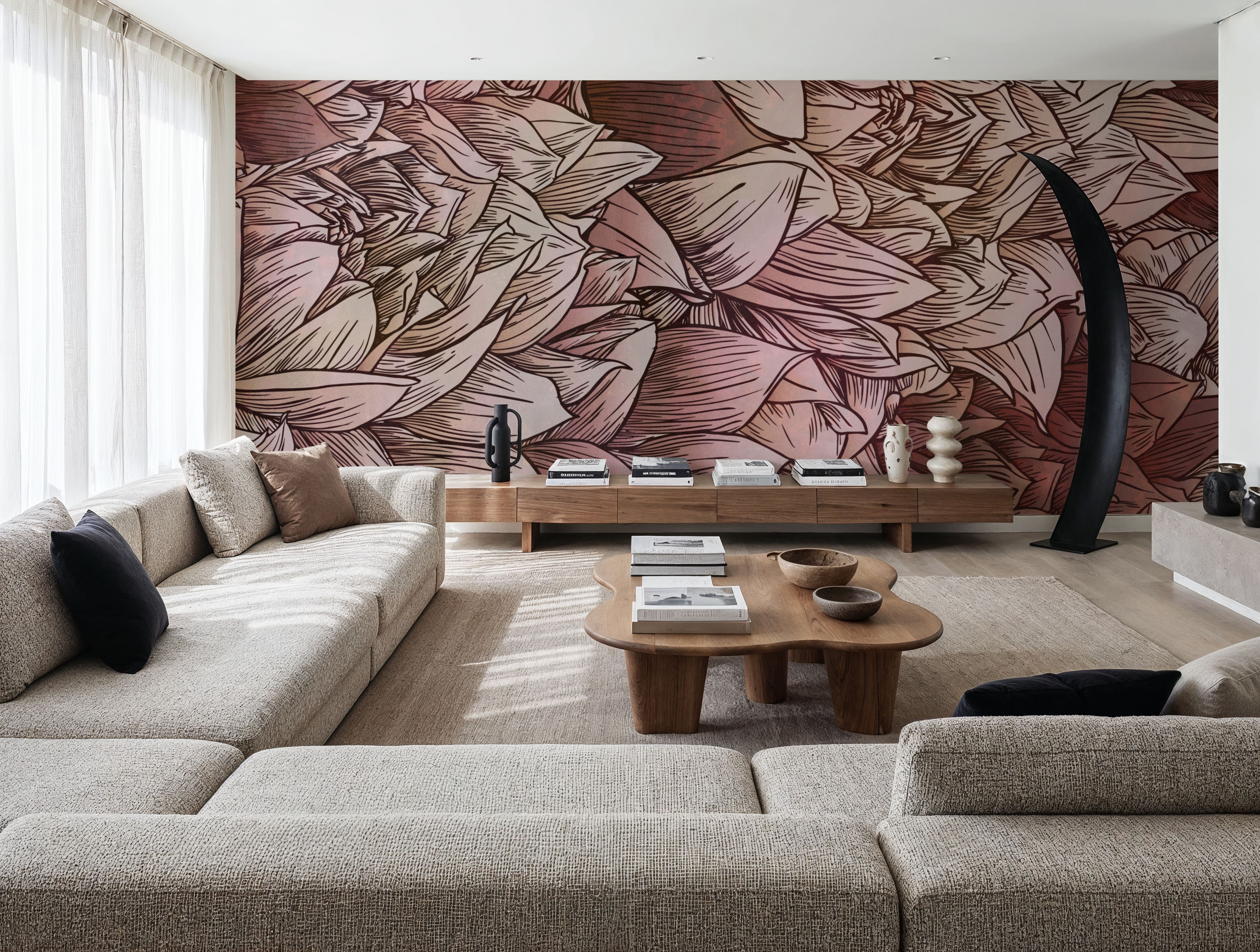 Chasing Dahlia Mocha Rose, Carte da parati