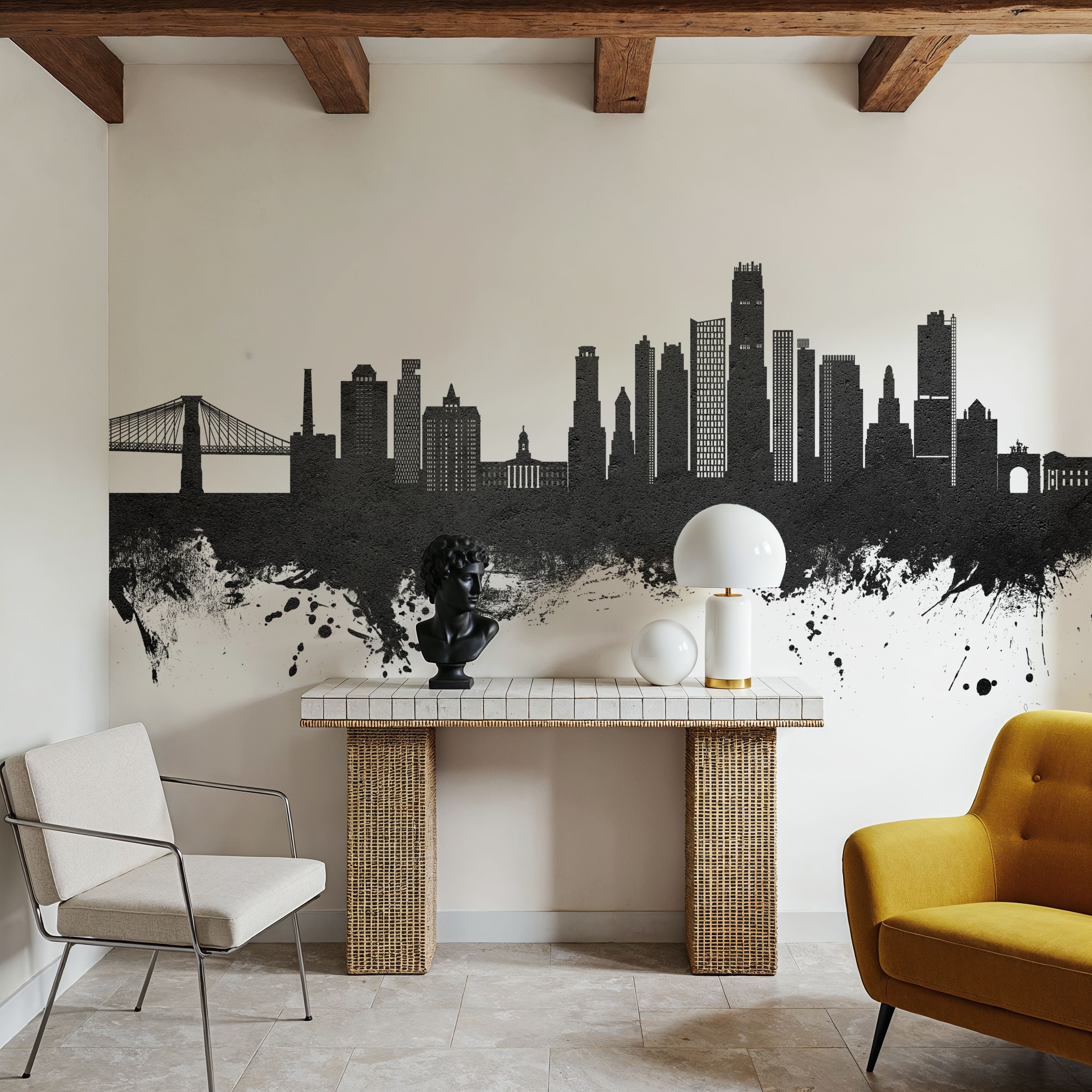 Brooklyn New York Skyline Black & White