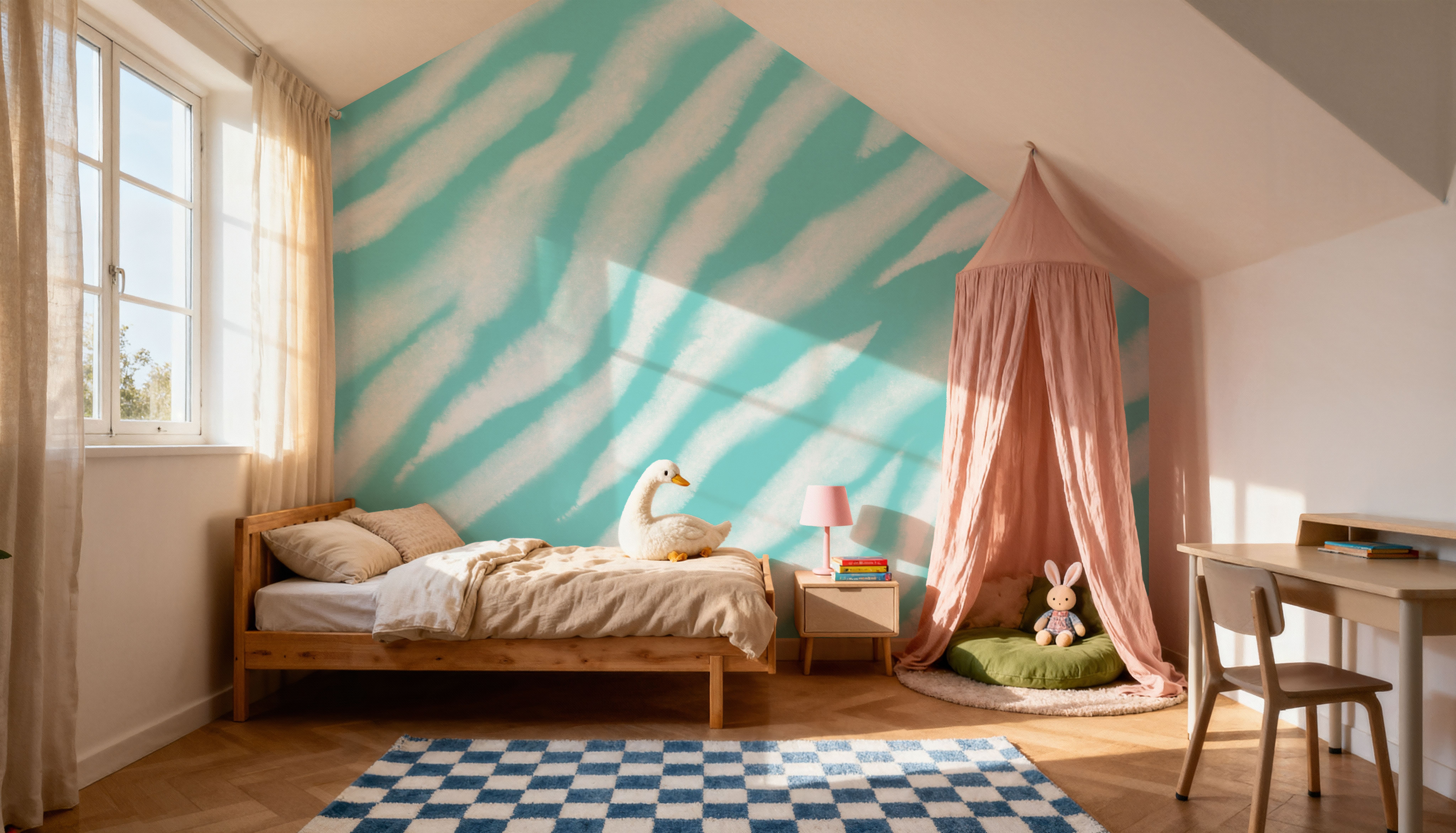 Watercolor Tiger Stripes, Turqouise