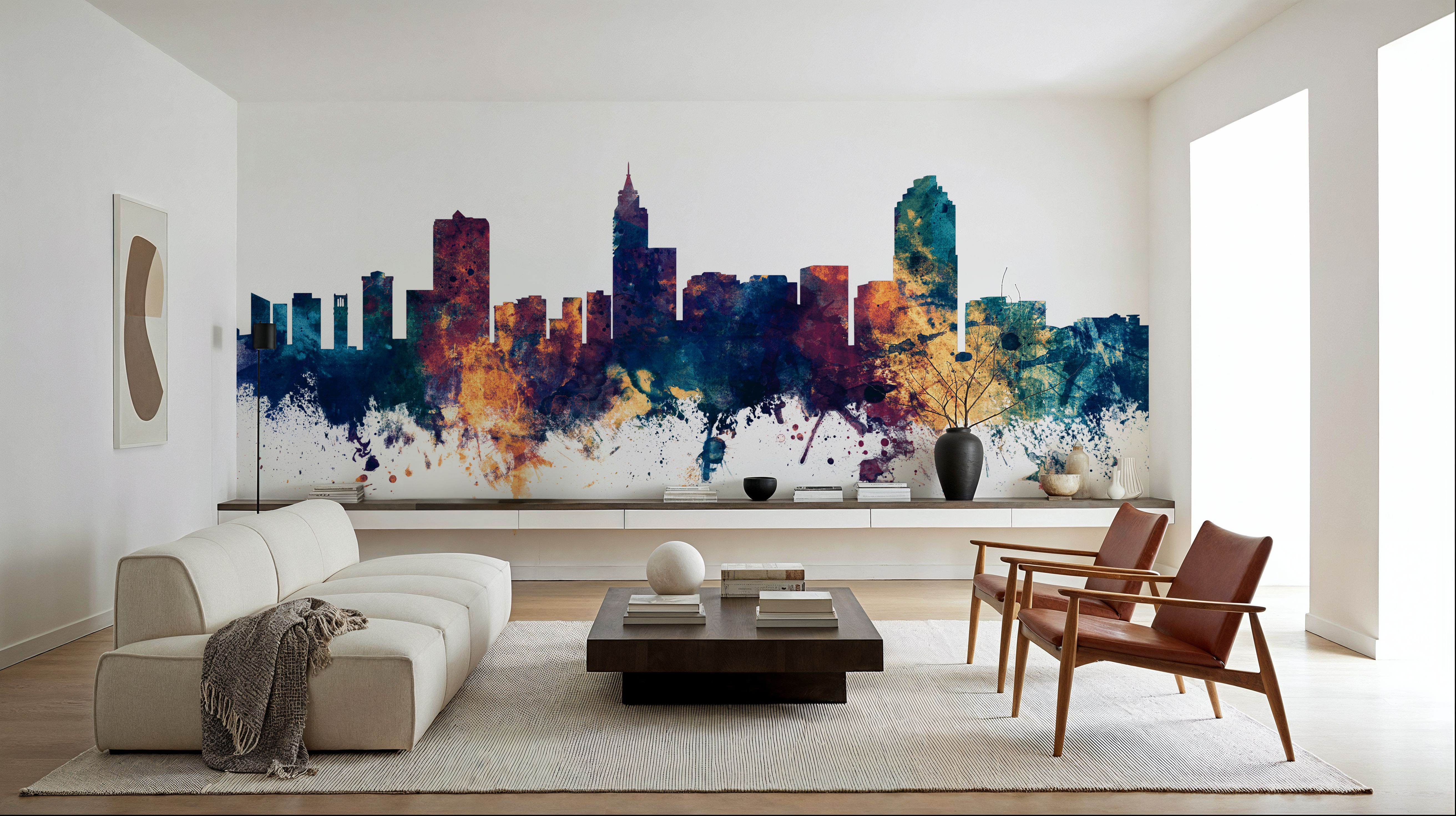 Raleigh North Carolina Skyline Blue & Bronze