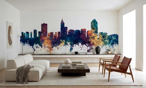 Raleigh North Carolina Skyline Blue & Bronze