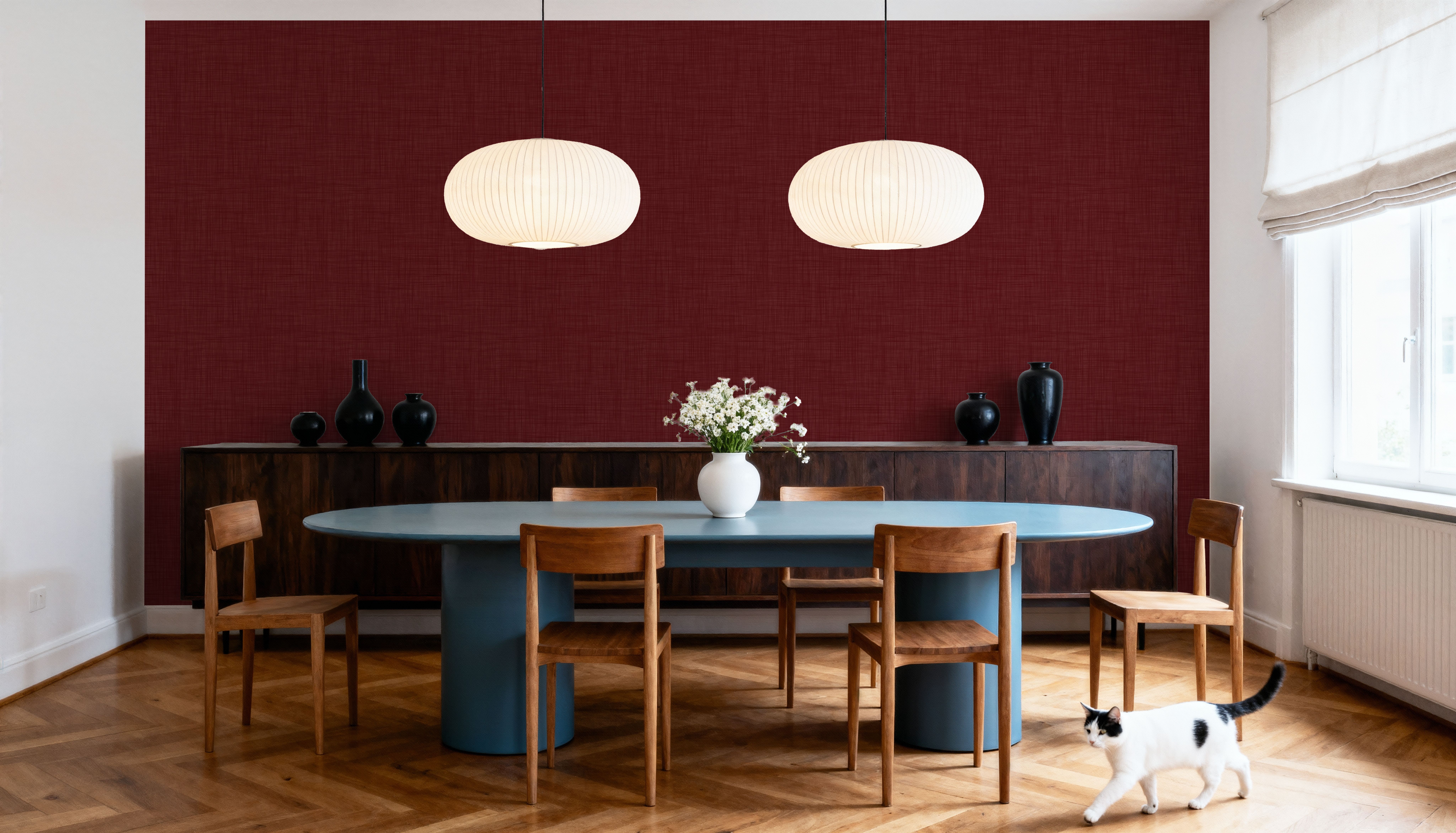 Mottled Linen Effect, Tomato Red