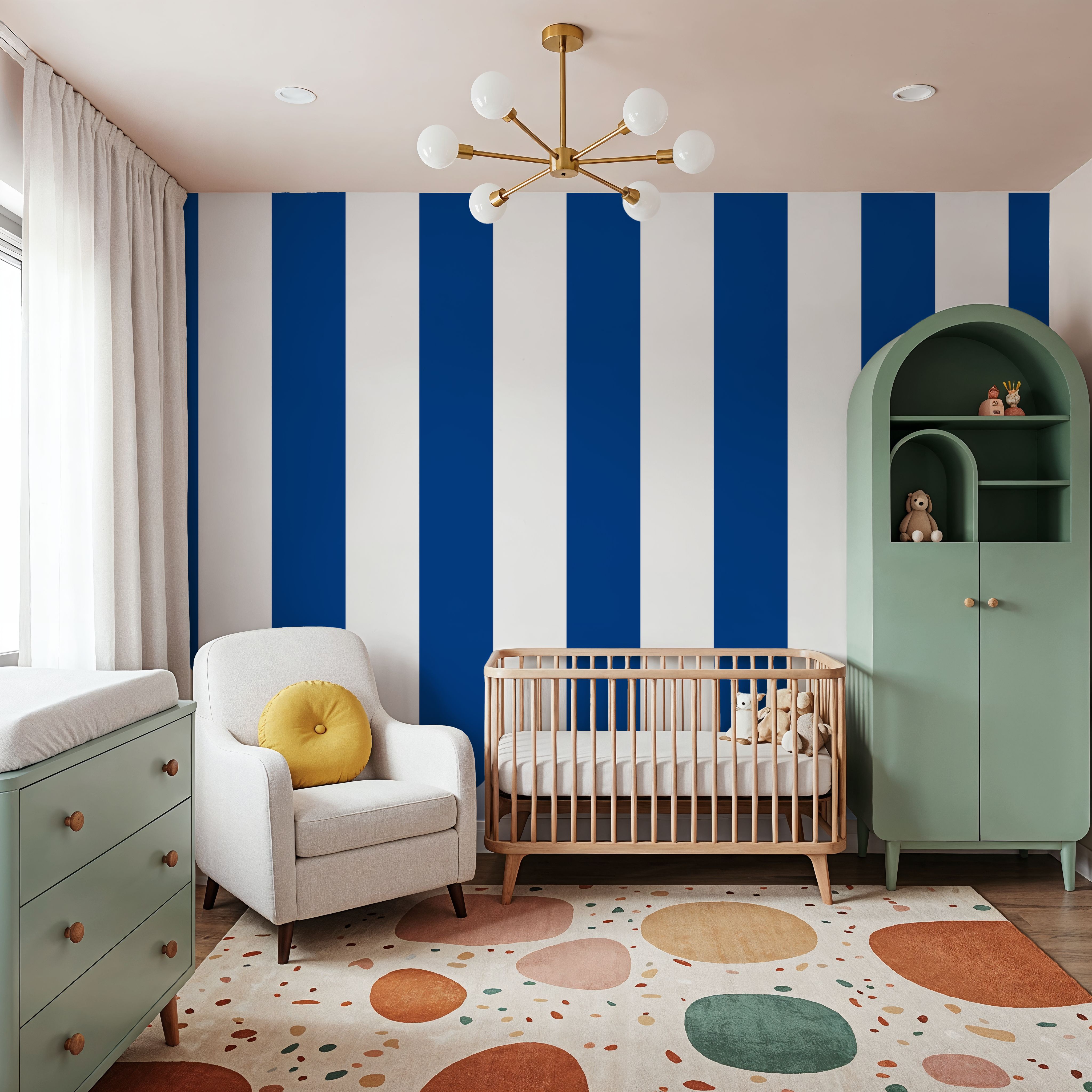 Scalloped Circus Stripes, Blueberry