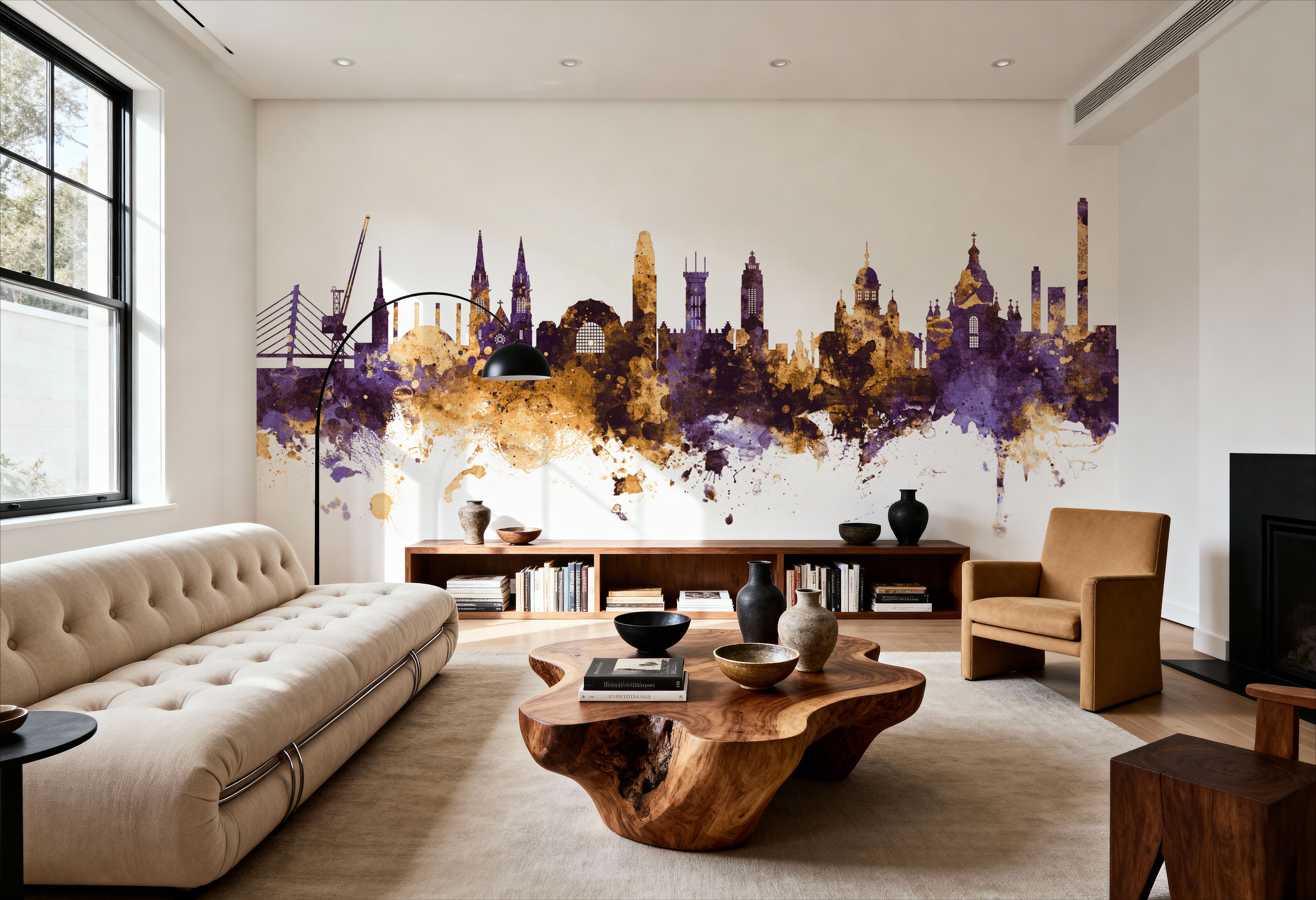 Helsinki Skyline Purple & Gold