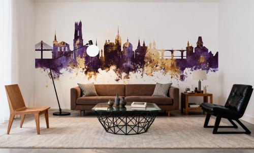 Fribourg Switzerland Skyline Purple & Gold