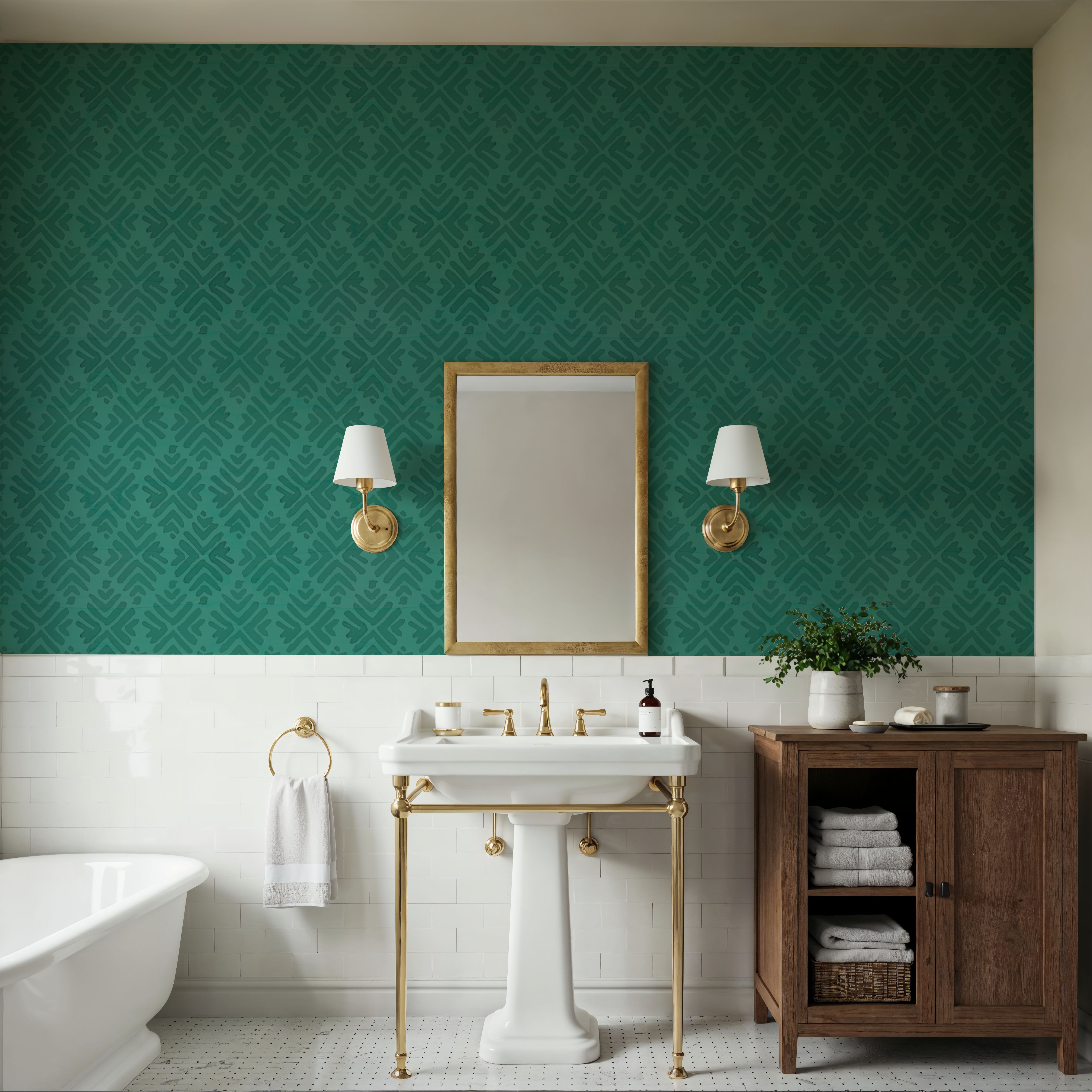Bohemian Leaves Persian Green