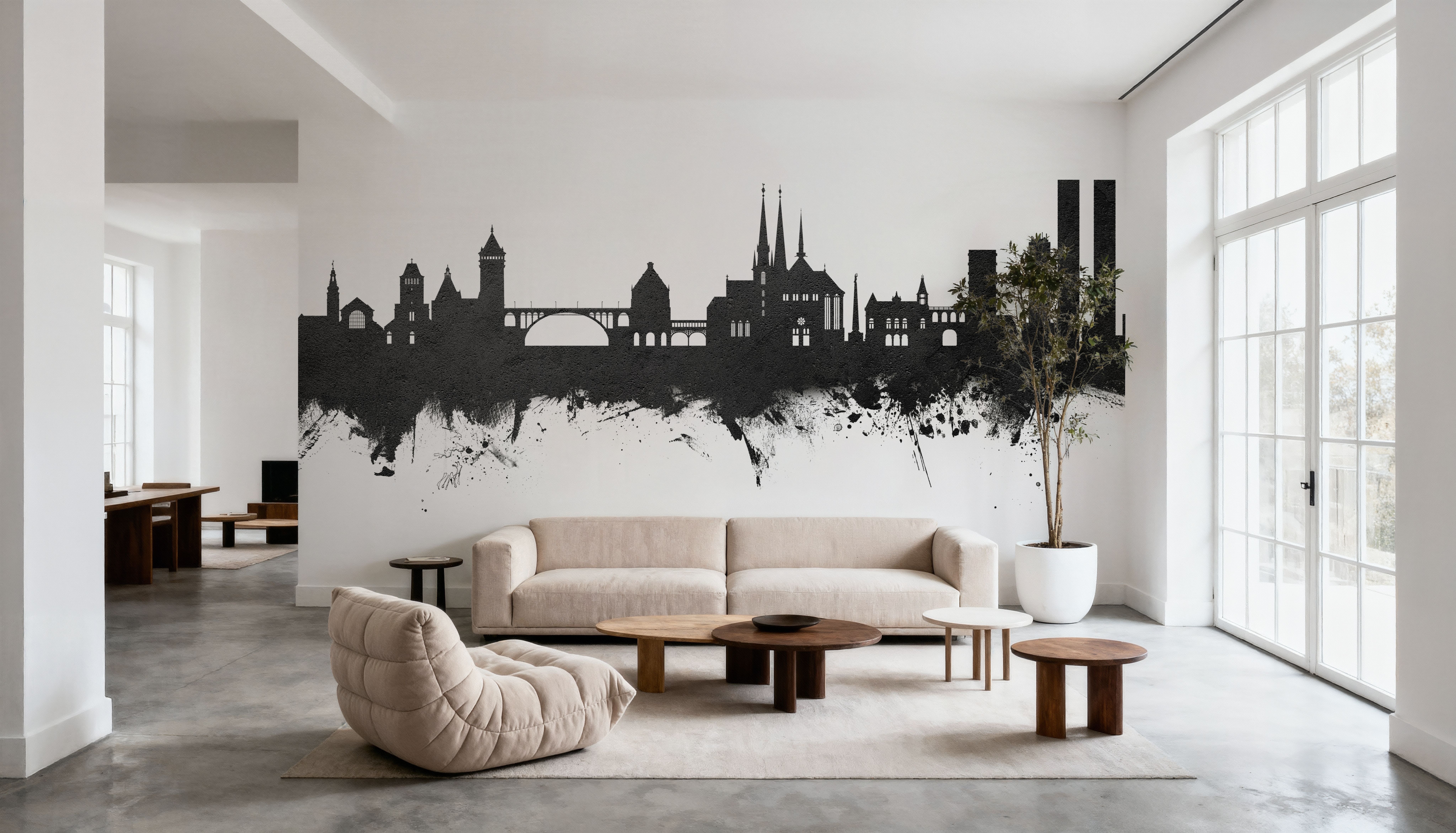 Luxembourg City Skyline Black & White