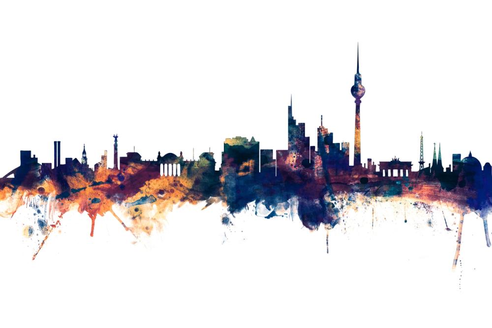 Berlin Skyline Blue & Bronze