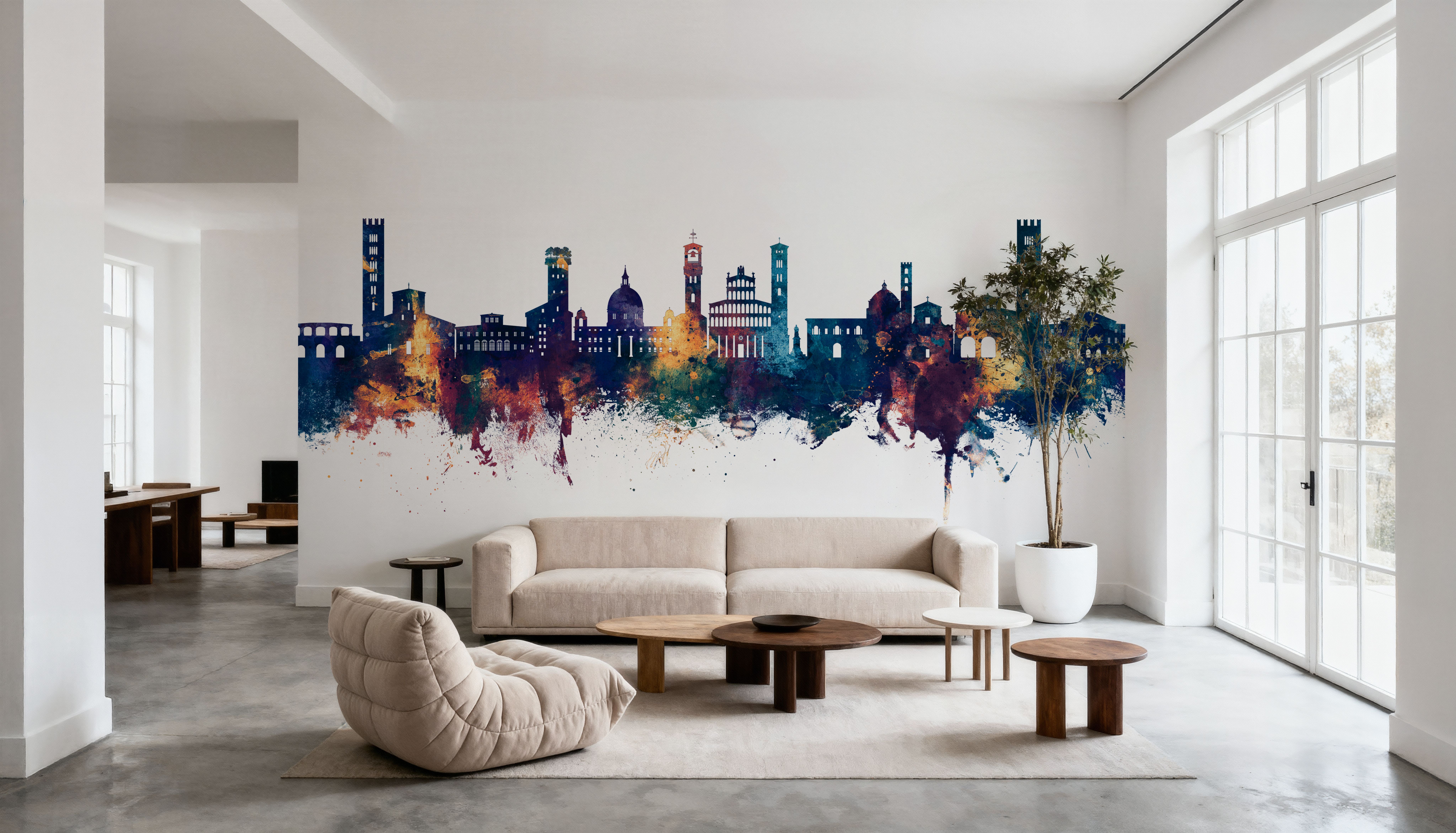 Lucca Italy Skyline Blue & Bronze