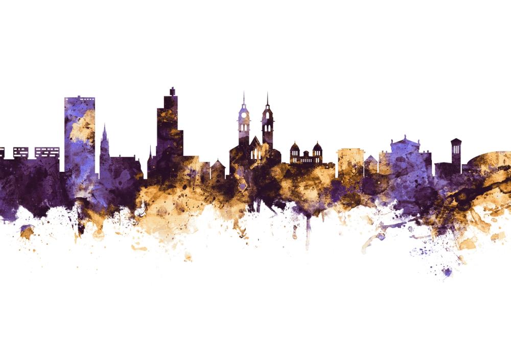 Wintherthur Switzerland Skyline Purple & Gold