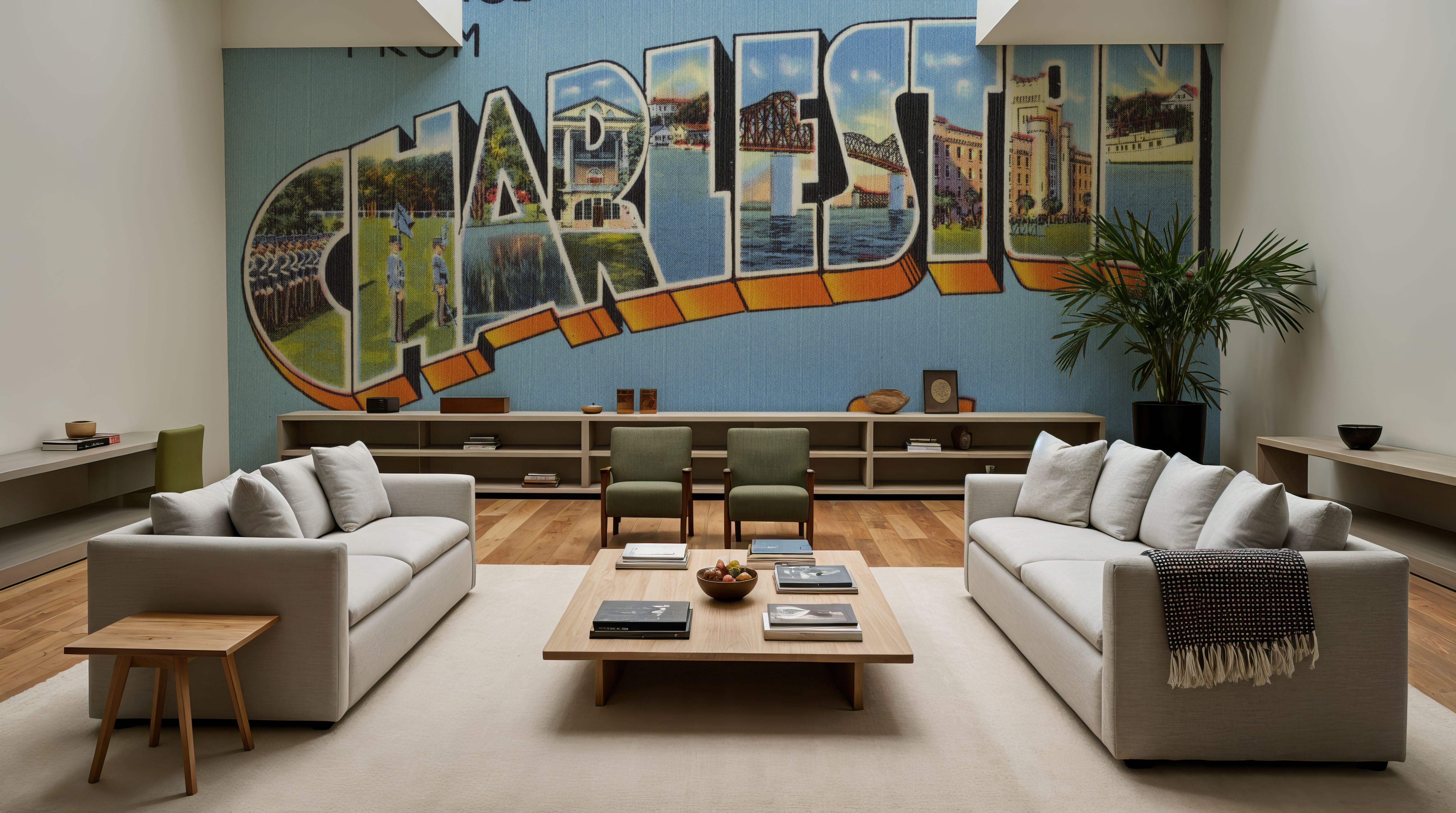 Greetings from Charleston - Screenprint Postcard, Wallpaper