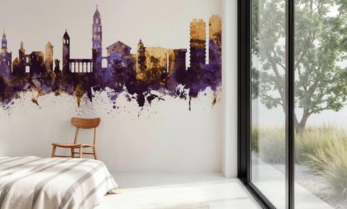 Split Croatia Skyline Purple & Gold
