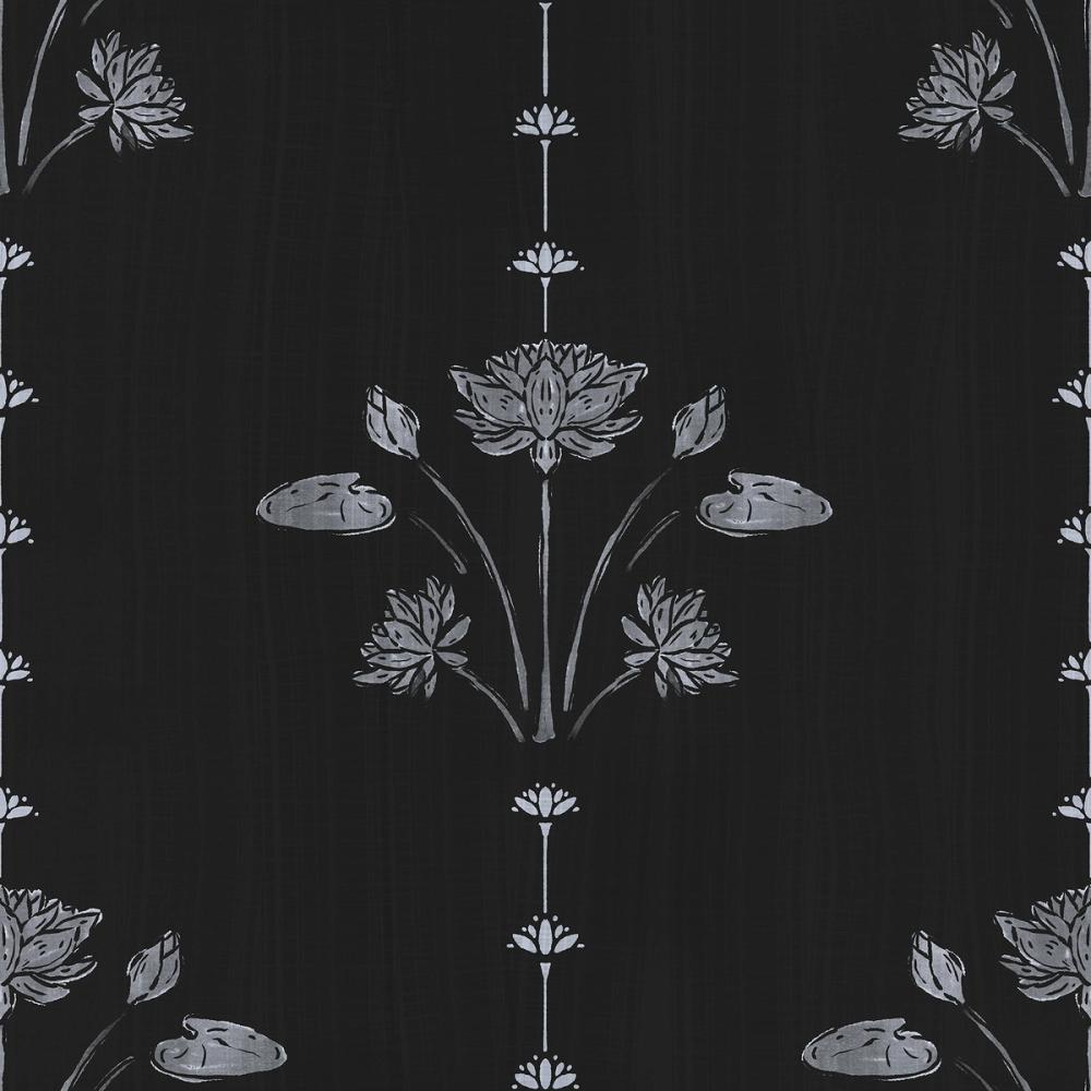 Block Print Water Lily Stripes, Sky