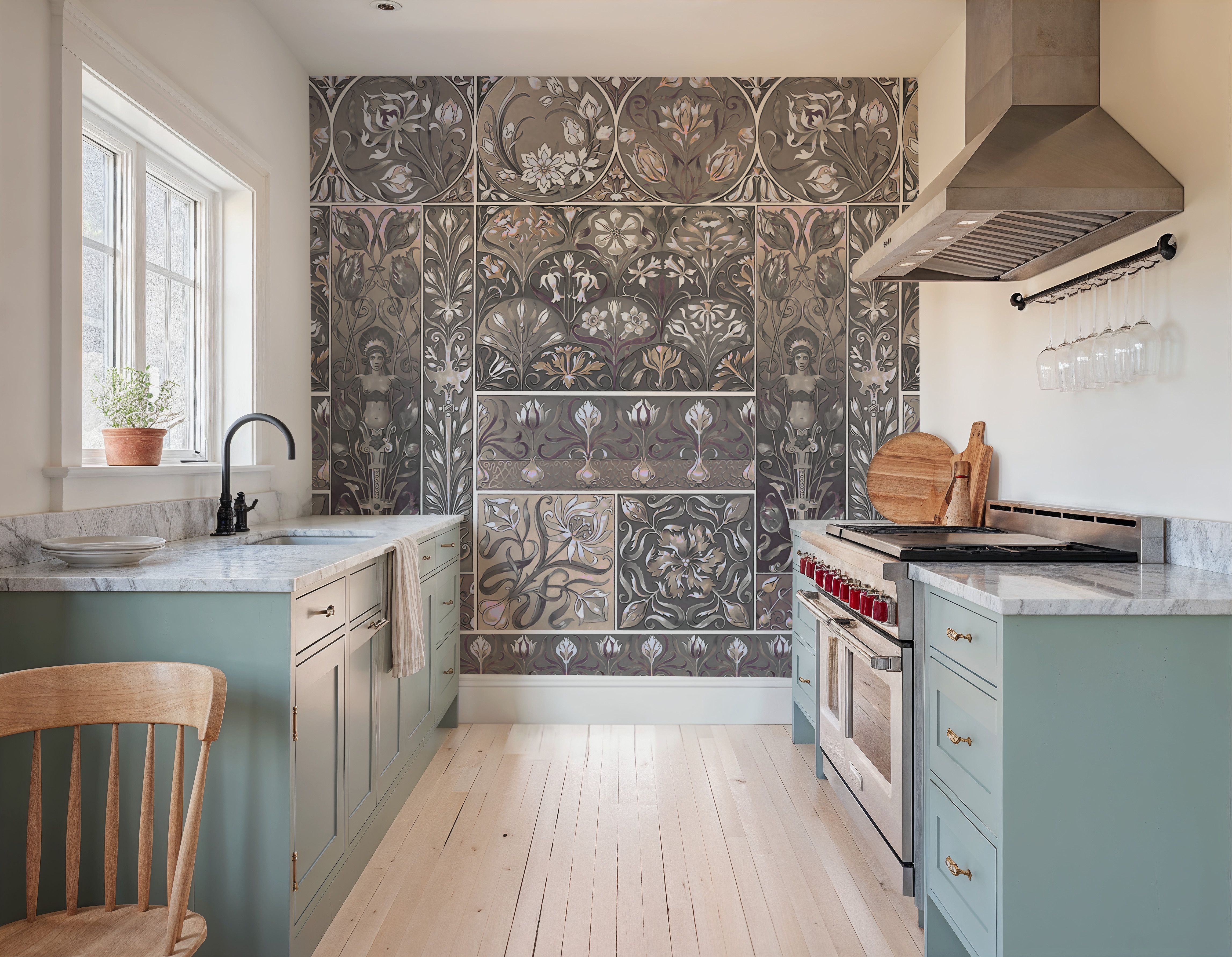 Art Deco Floral Wall Beige