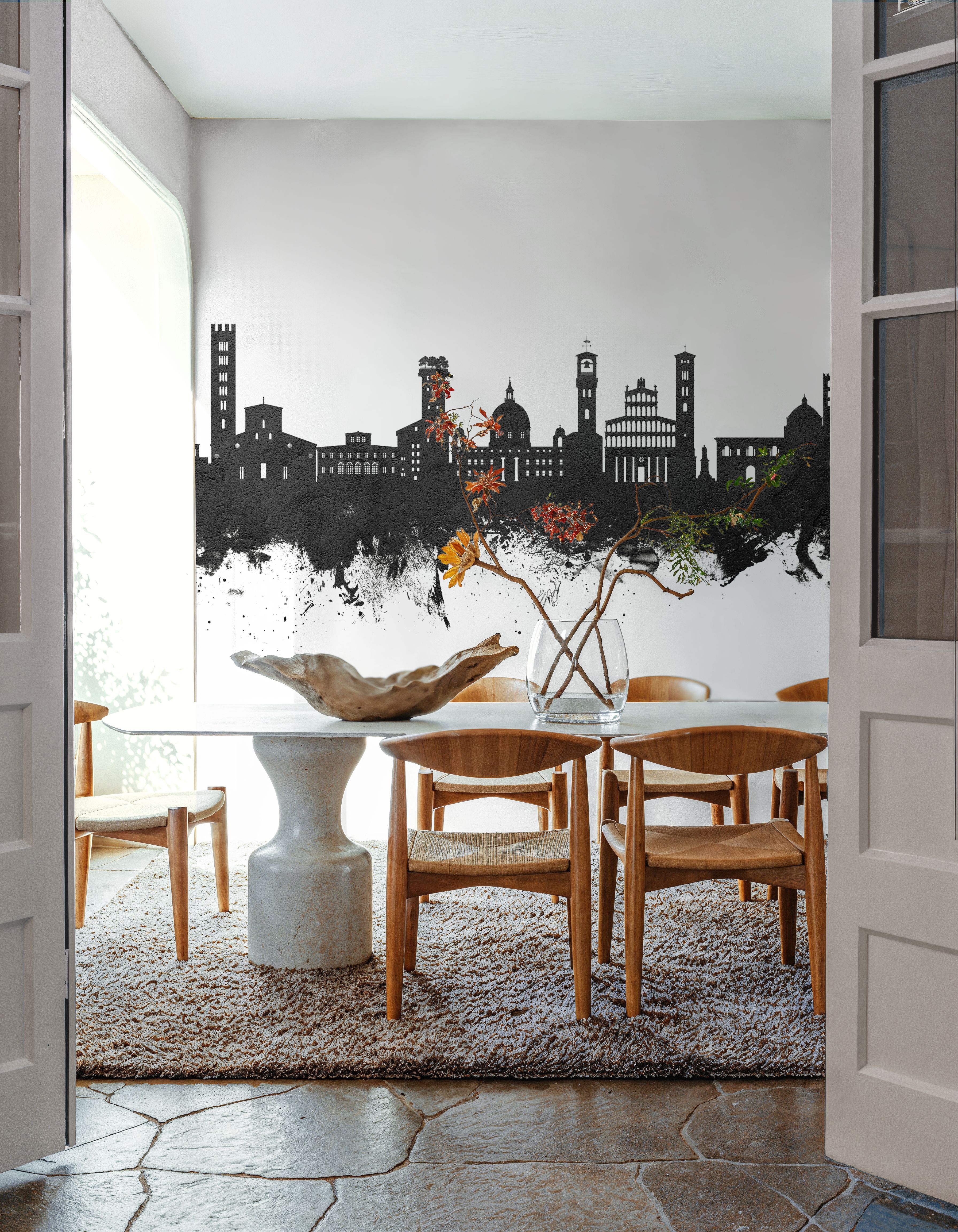 Lucca Italy Skyline Black & White