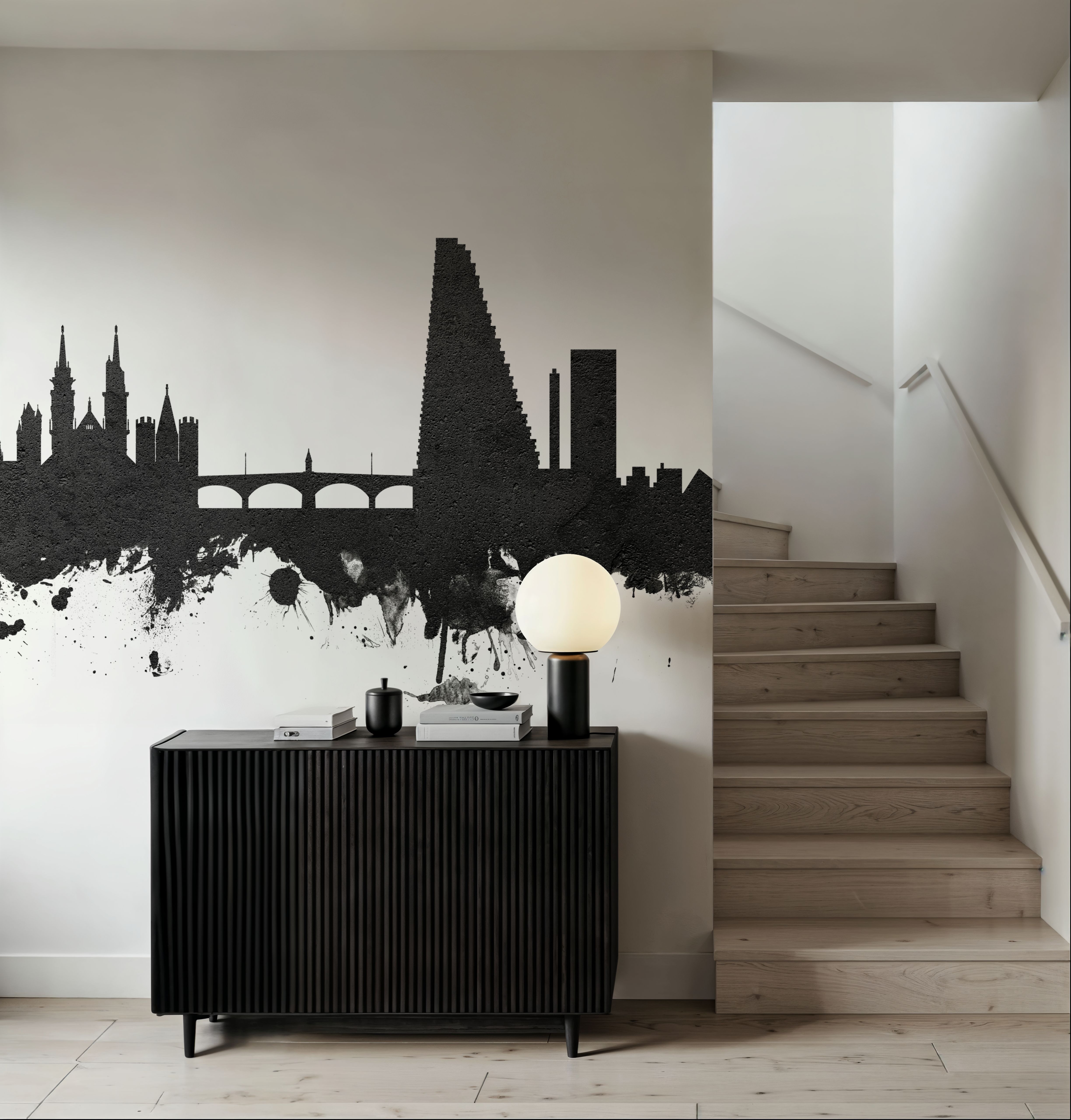 Basel Switzerland Skyline Black & White