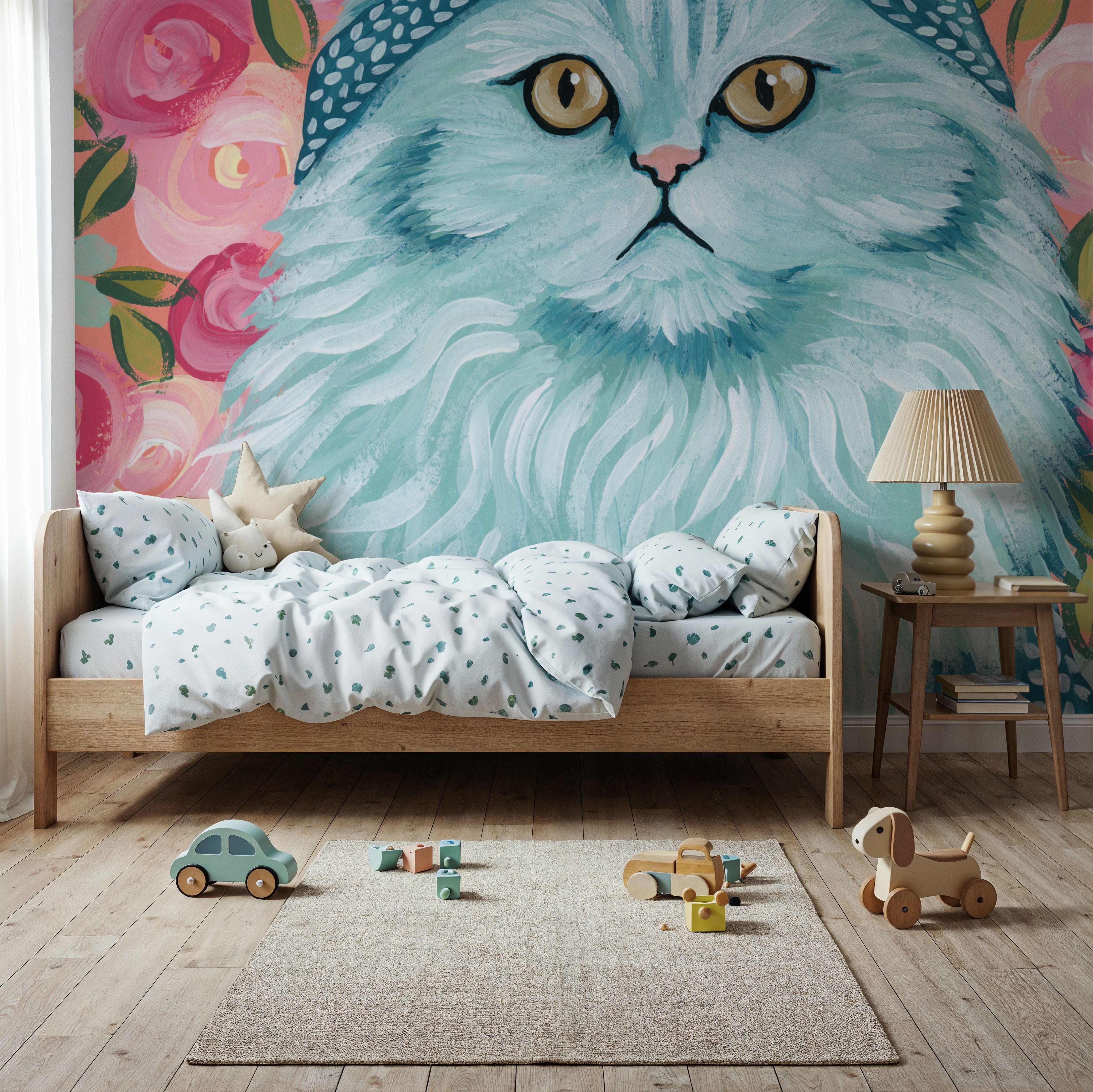 Papier Peint Panoramique - Persian in Blue - Contemporain Animaux - Couloir et escaliers - Wallism Belgique - Encollage au mur ou Autocollant