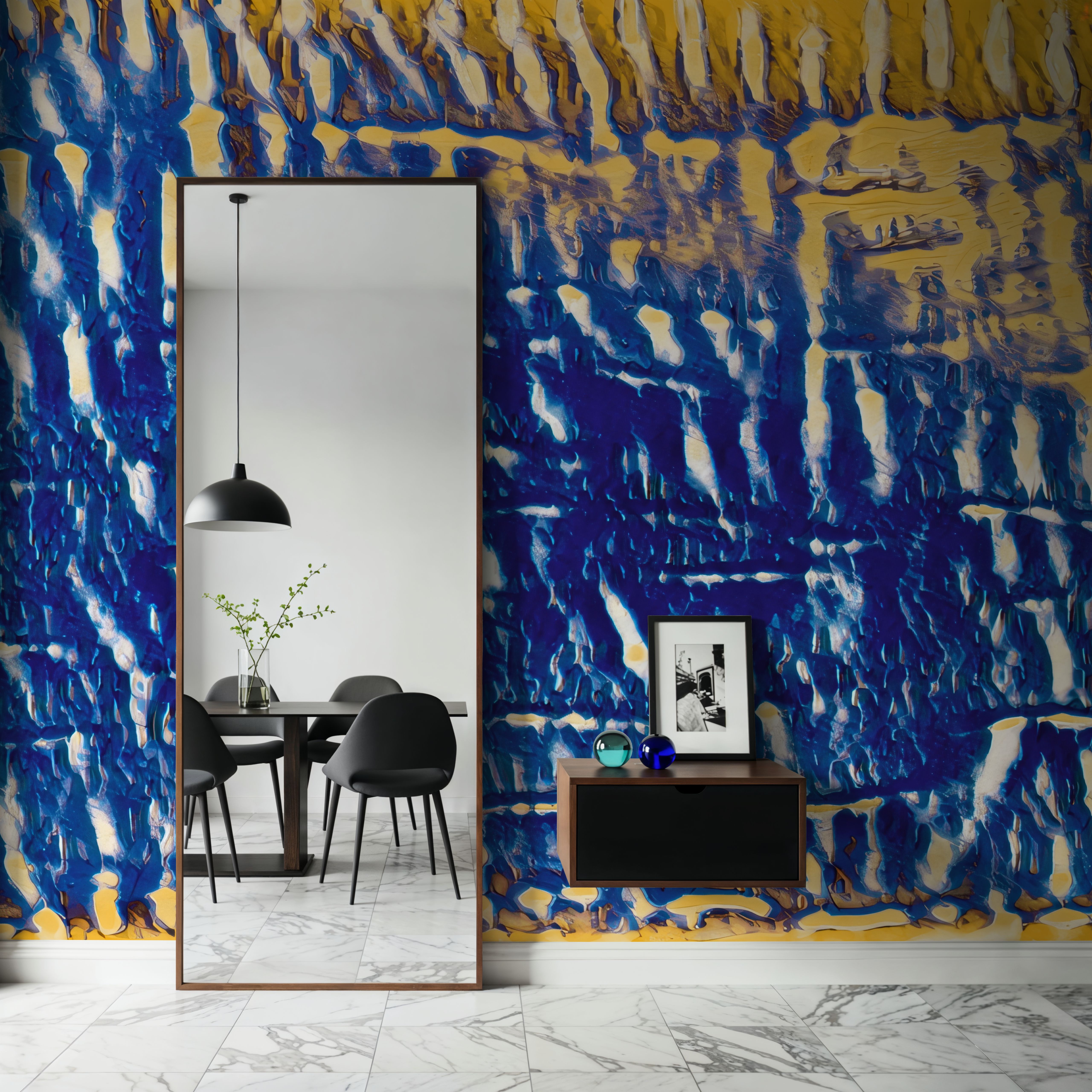 Wall Mural - Sunrise Jalousie - Abstract mural wallpaper - Blue - Living room - Wallism Ireland - Peel & Stick or Paste-the-Wall