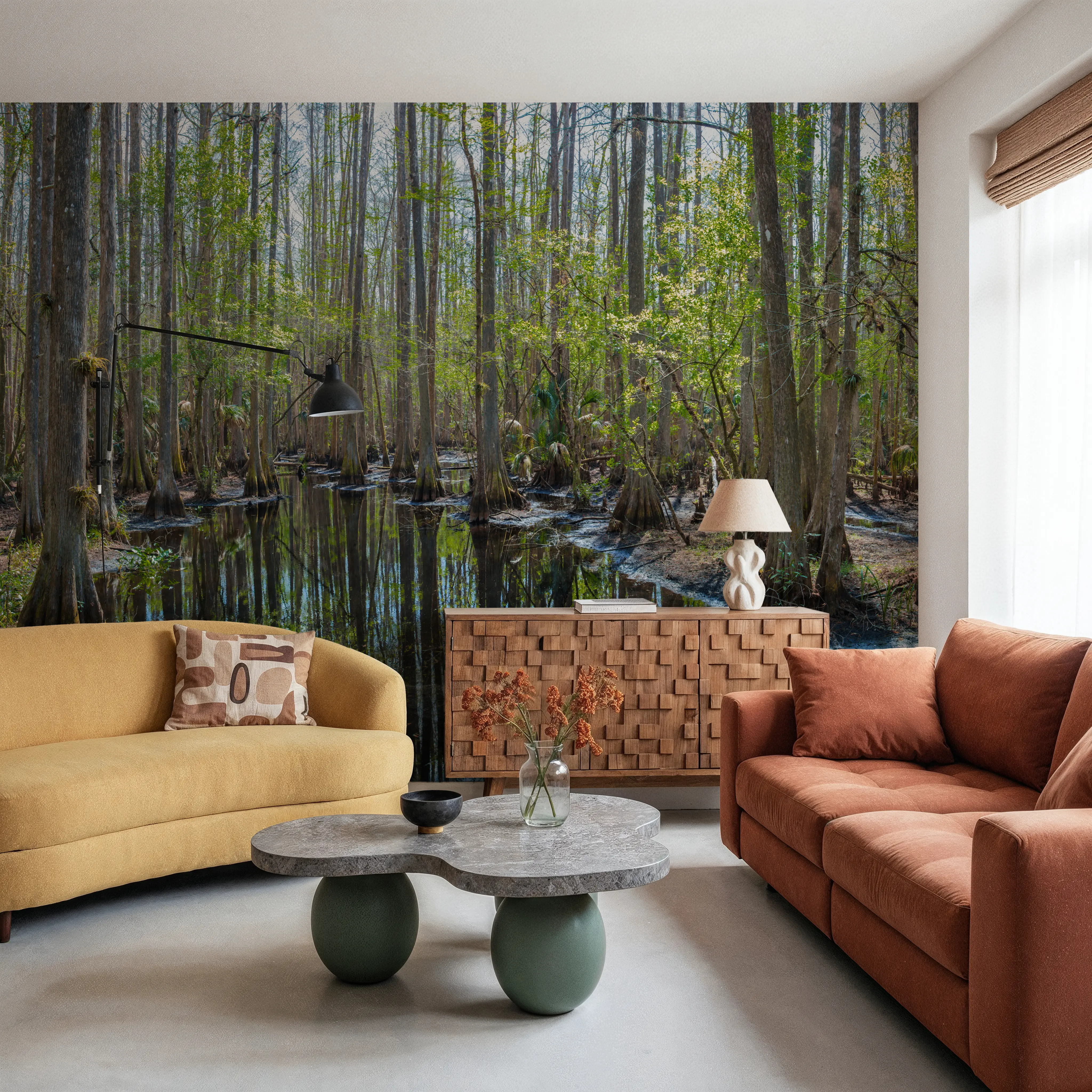 Papier Peint Panoramique - Highlands Hammock State Park - Feuillage Nature - Vert - Couloir et escaliers - Wallism Belgique