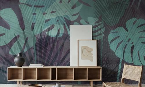 Big Monstera Leaves, Cyan