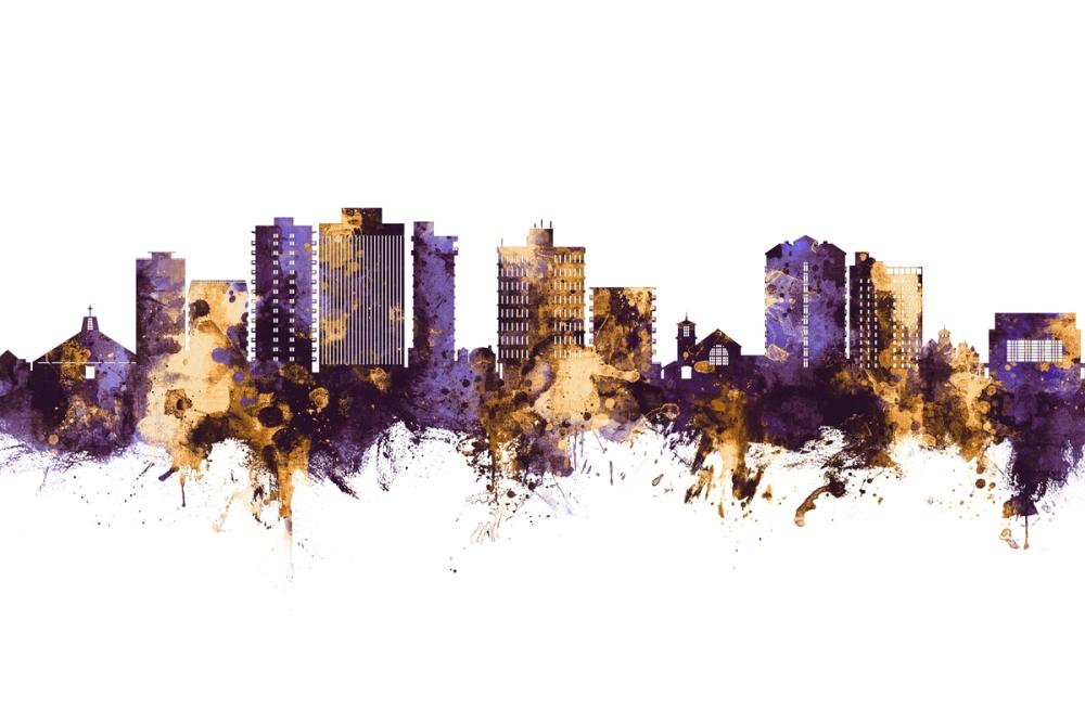 San Mateo California Skyline Purple & Gold