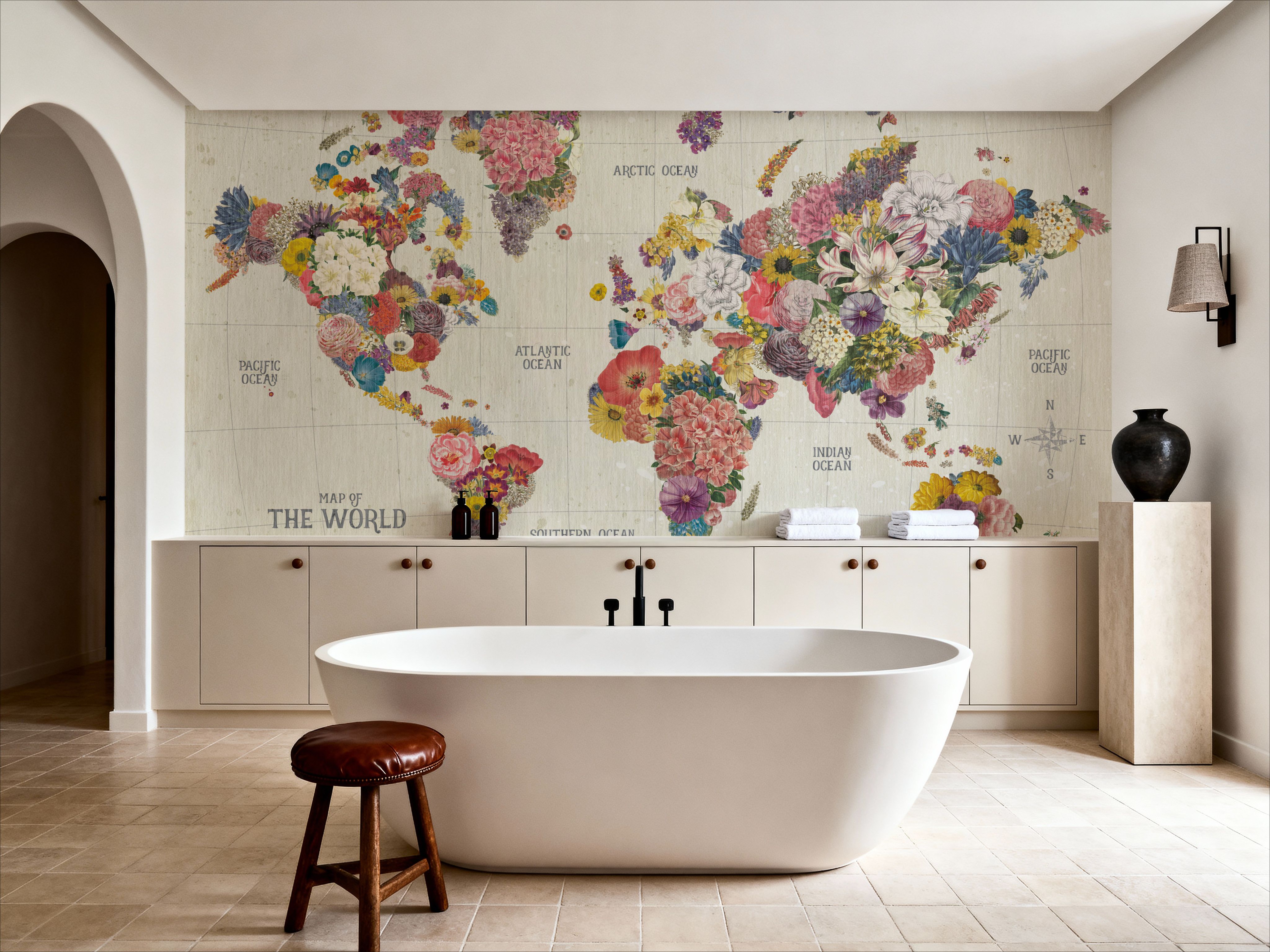 Botanical Floral Map Light Words