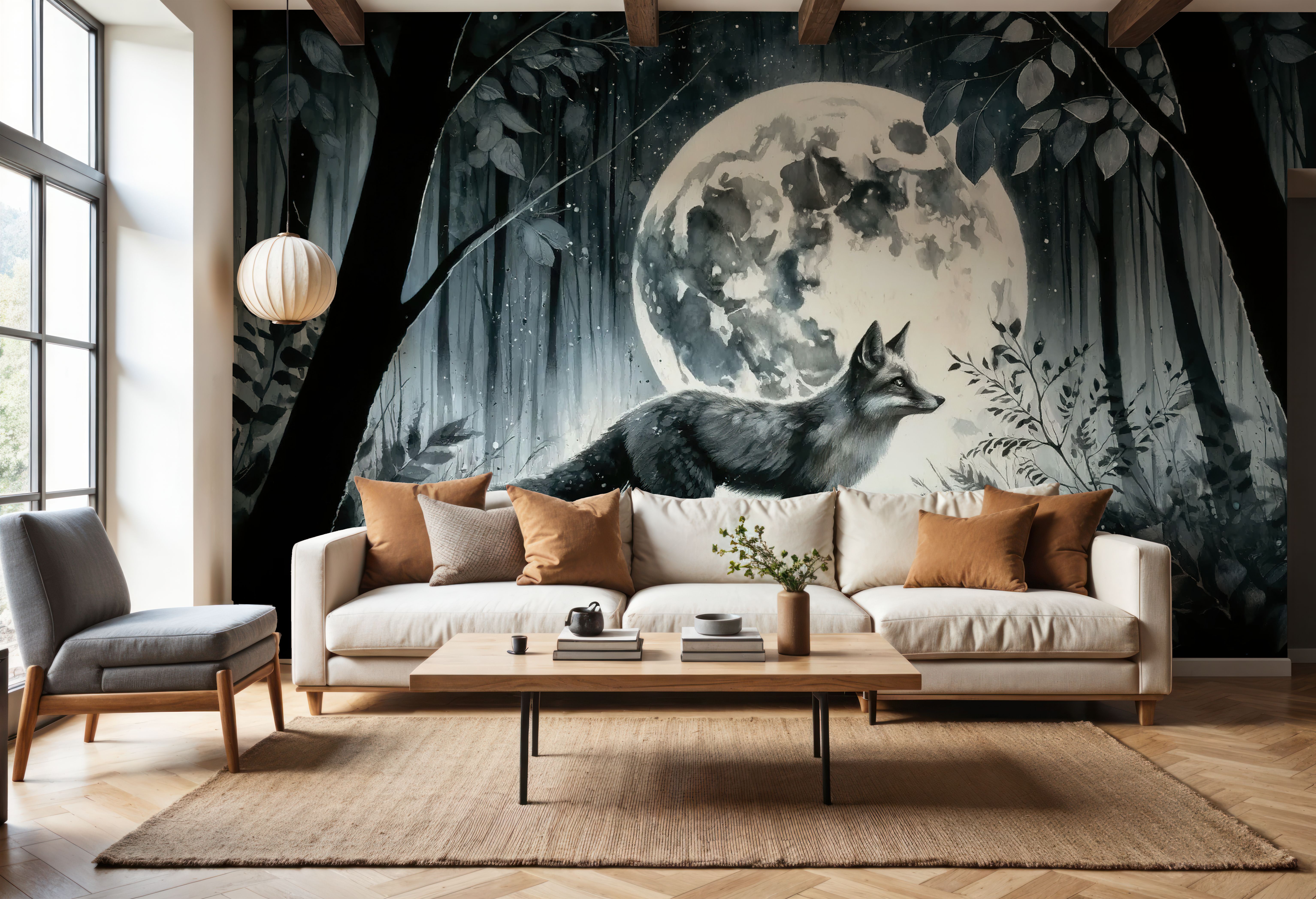 Moonlit Solitude in the Midnight Forest