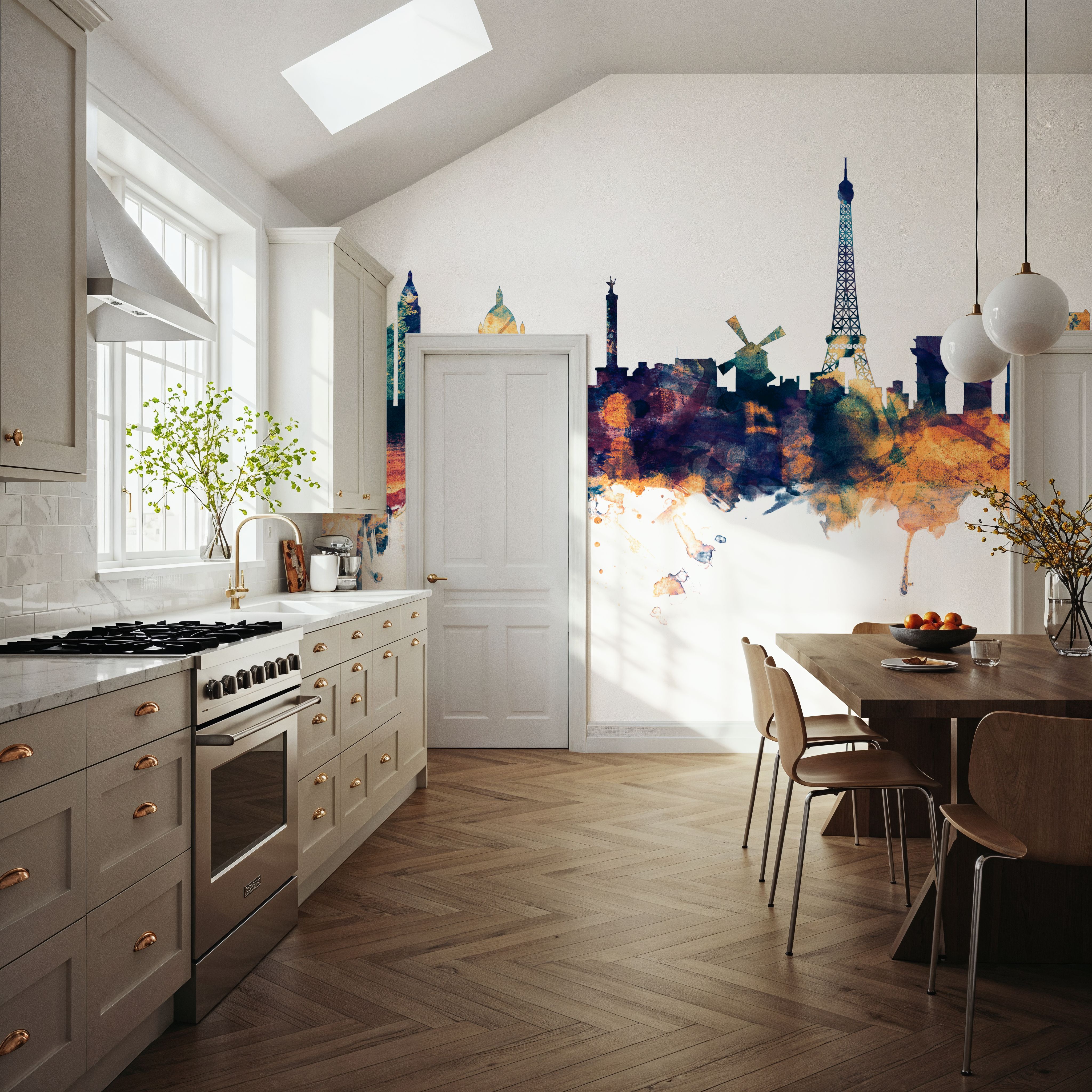 Paris Skyline Blue & Bronze