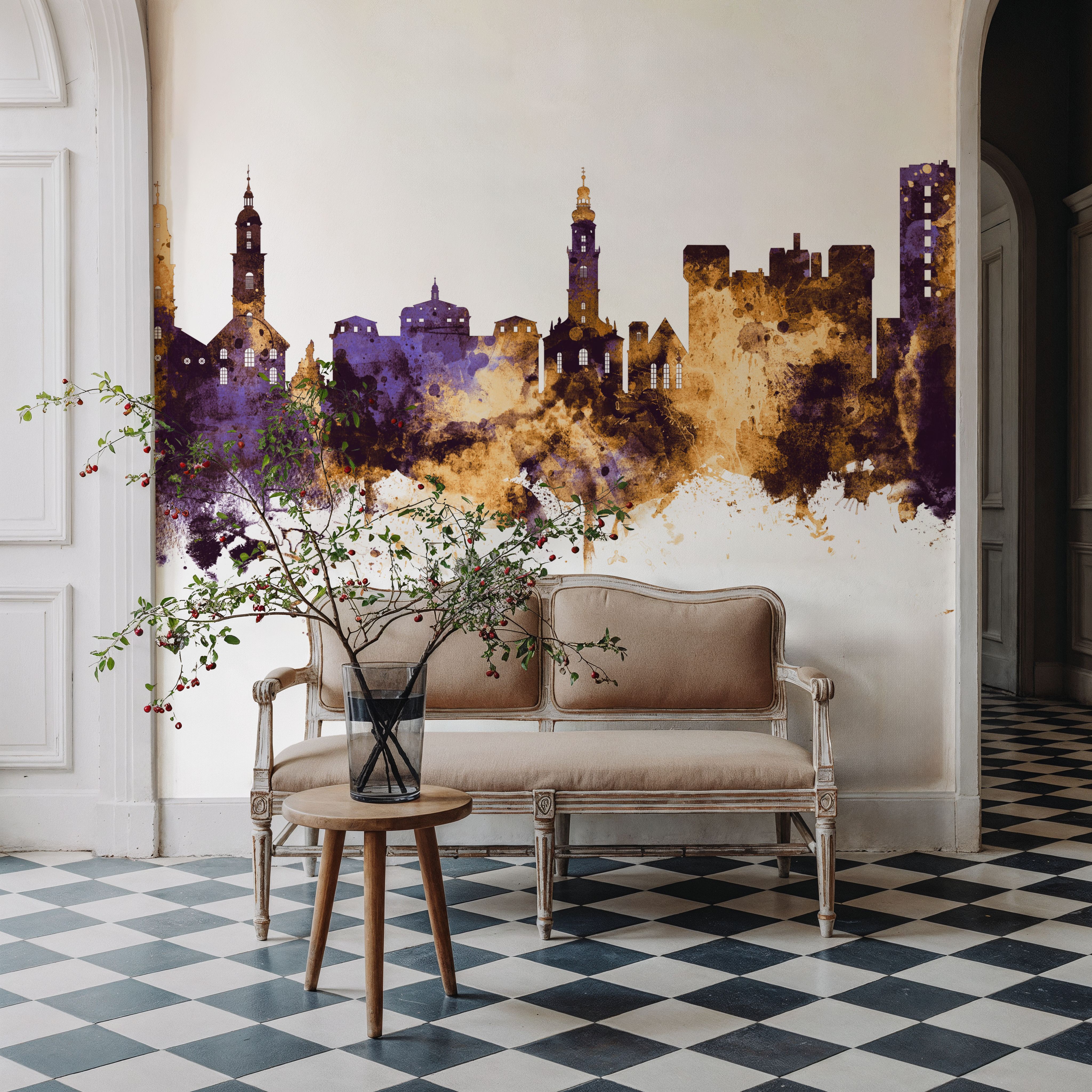 Erlangen Germany Skyline Purple & Gold