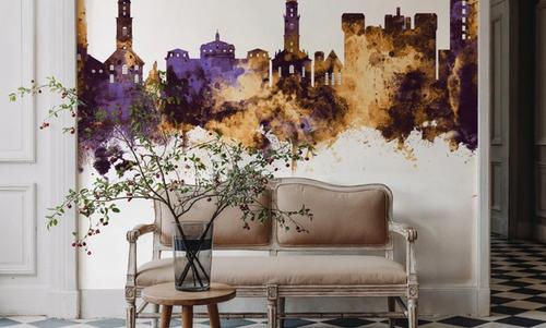 Erlangen Germany Skyline Purple & Gold
