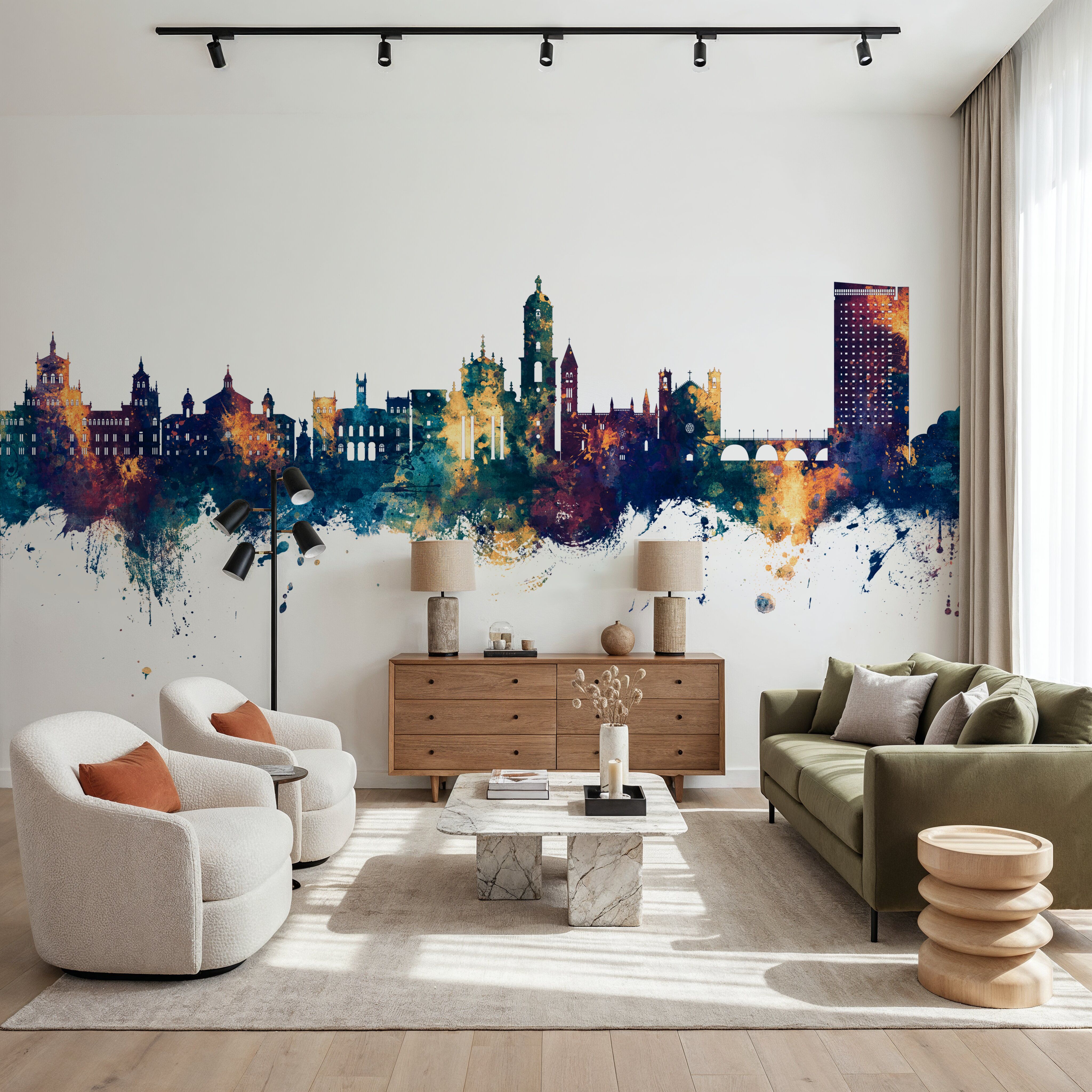 Valladolid Spain Skyline Blue & Bronze