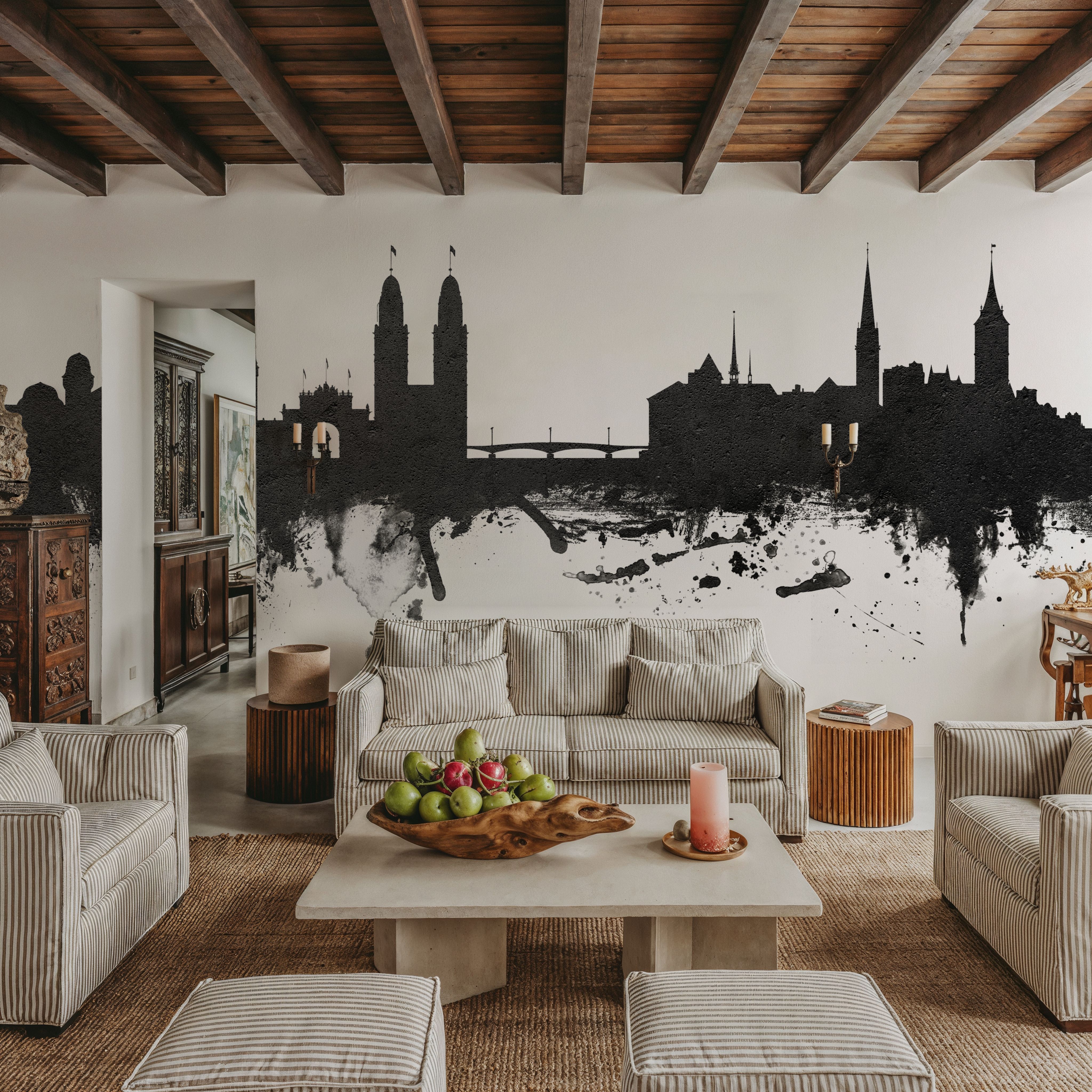 Zurich Switzerland Skyline Black & White