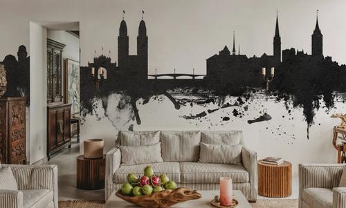 Zurich Switzerland Skyline Black & White
