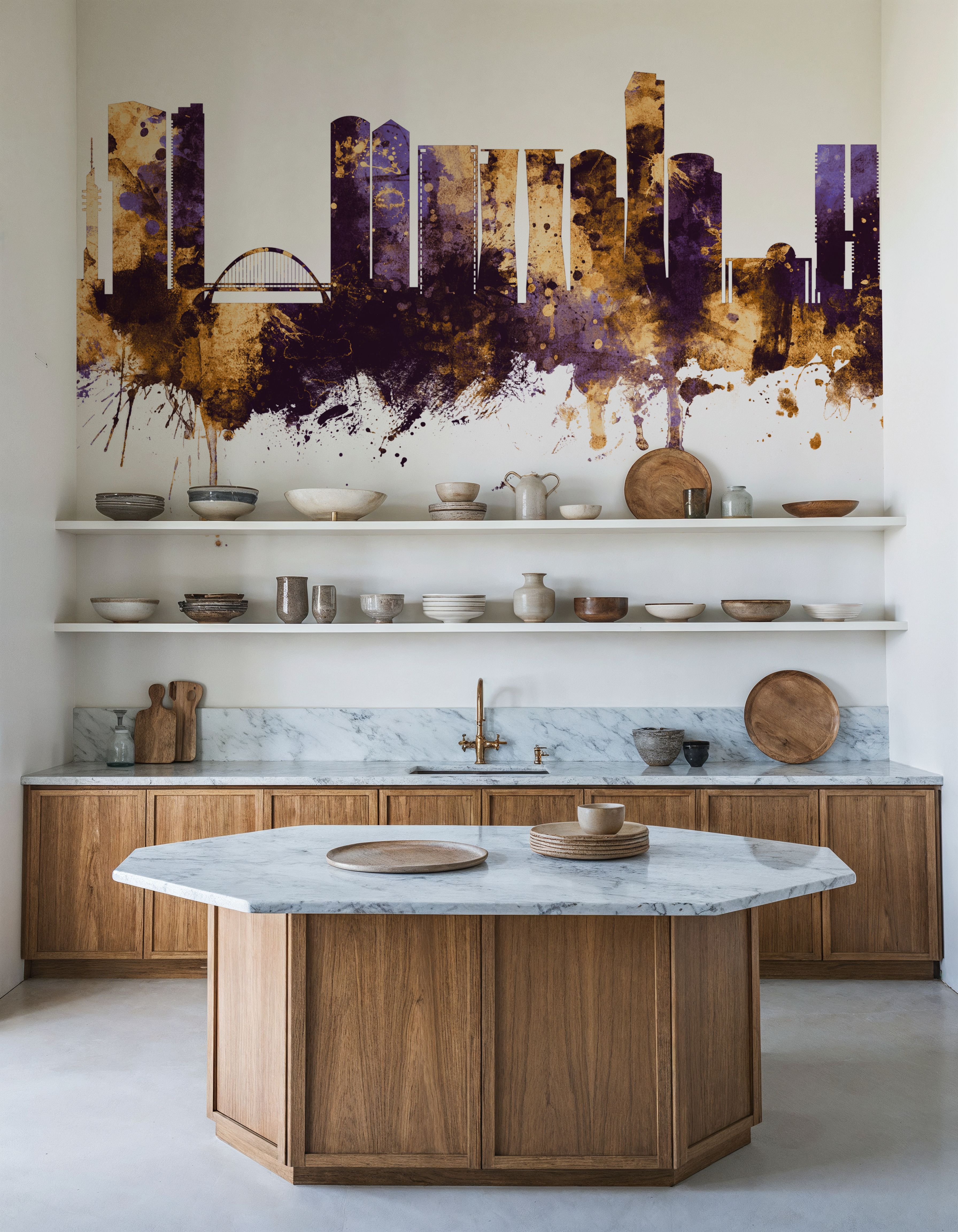 Tel Aviv Skyline Purple & Bronze