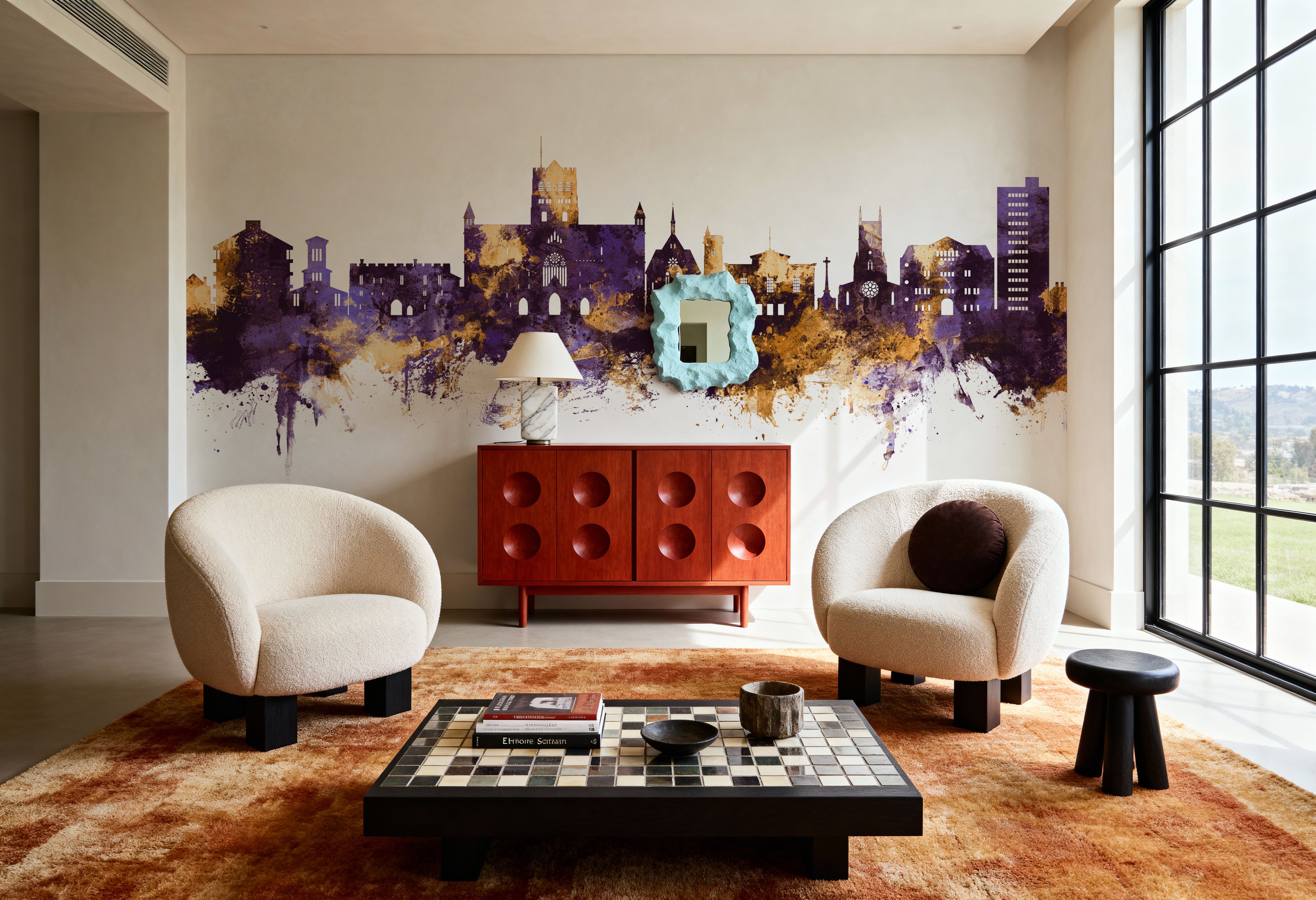 St Albans England Skyline Purple & Gold