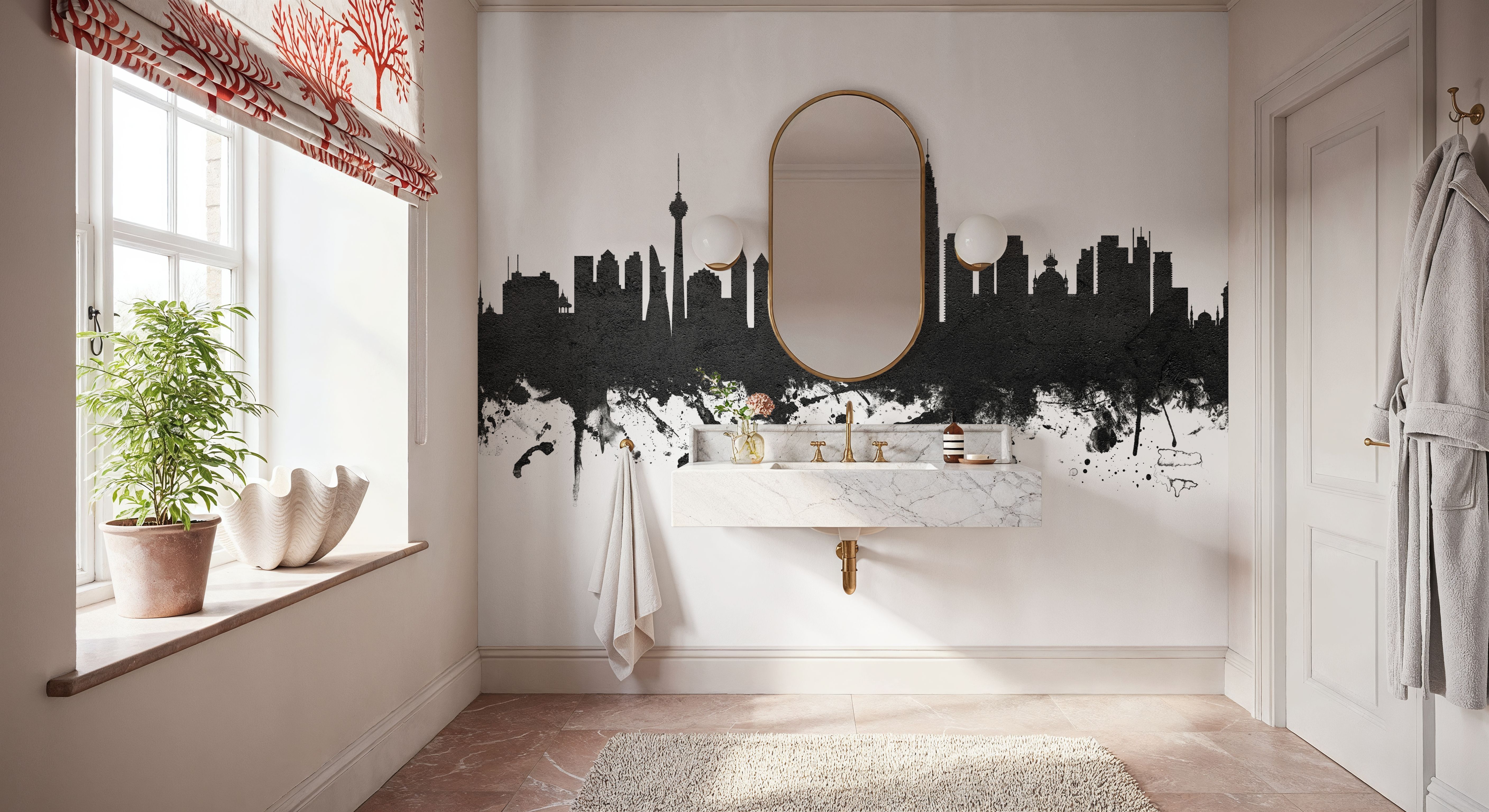 Kuala Lumpur Skyline Black & White, Behang