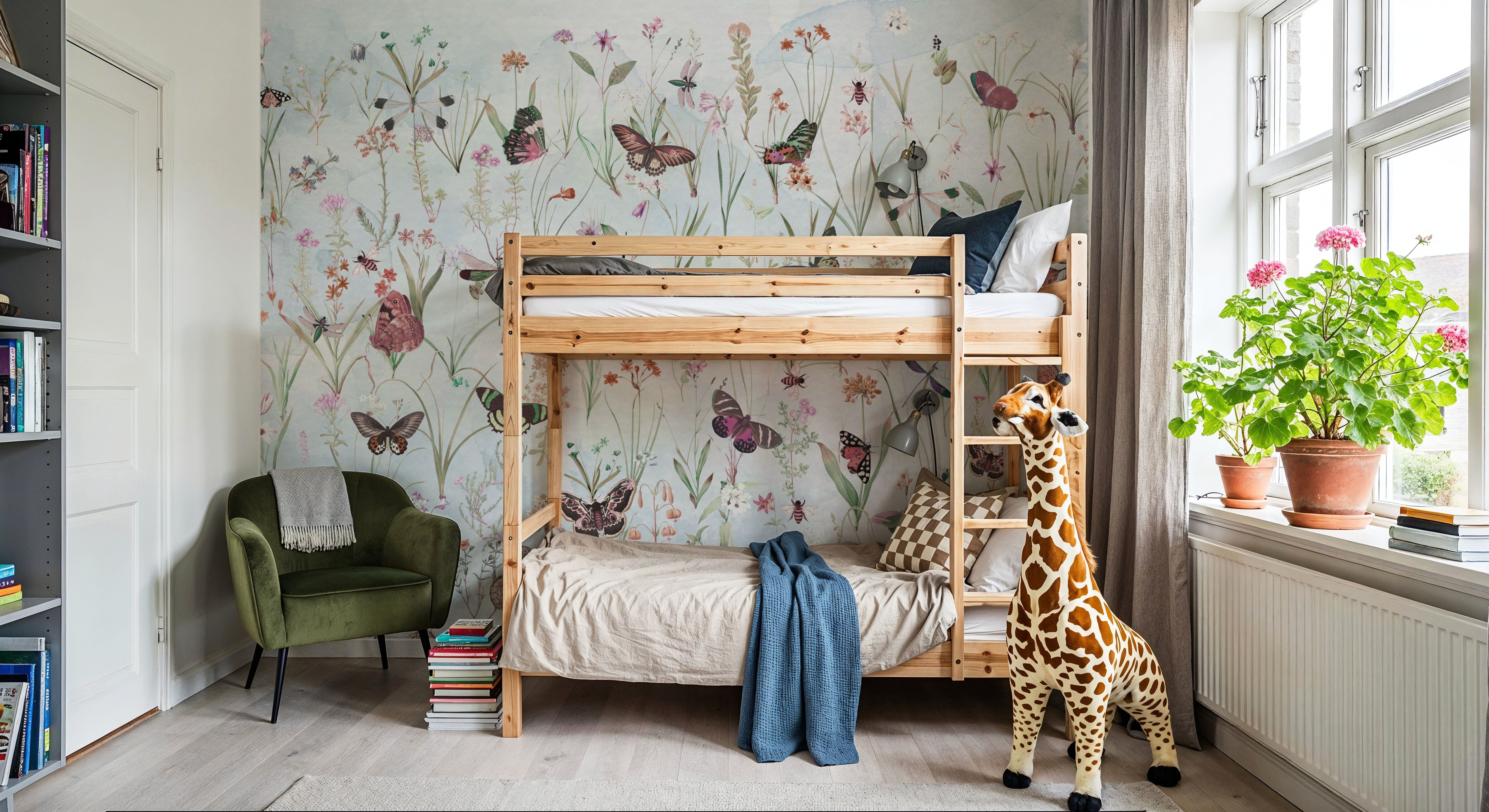 Herbals and Butterflies Blue, Wallpaper